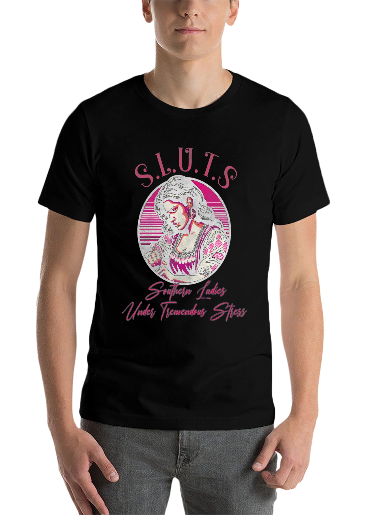 Black S.L.U.T.S T-Shirt - Southern Ladies Under Tremendous Stress view 7