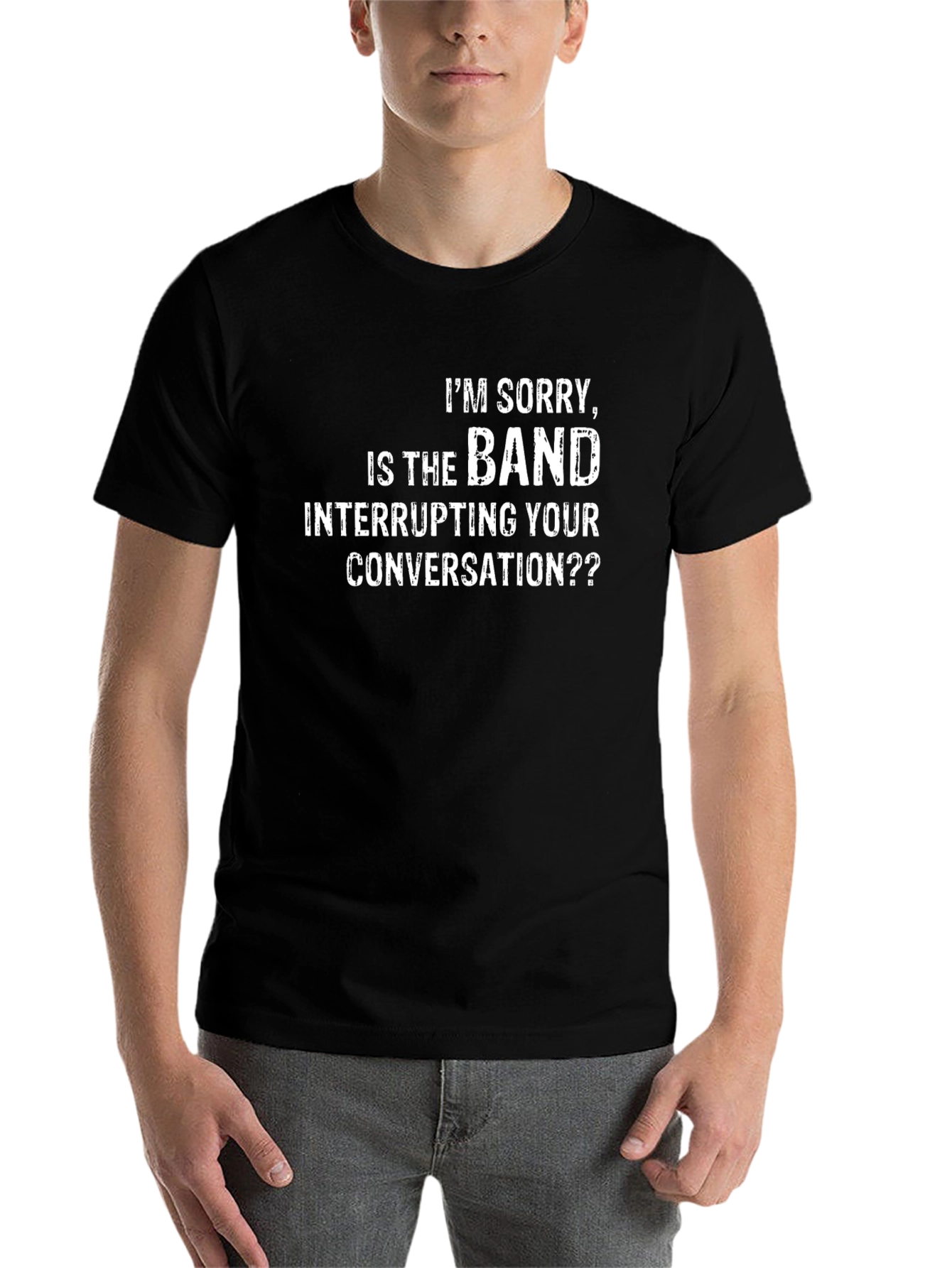 Black Funny Band T-Shirt - Sorry, is the band interrupting? view 7