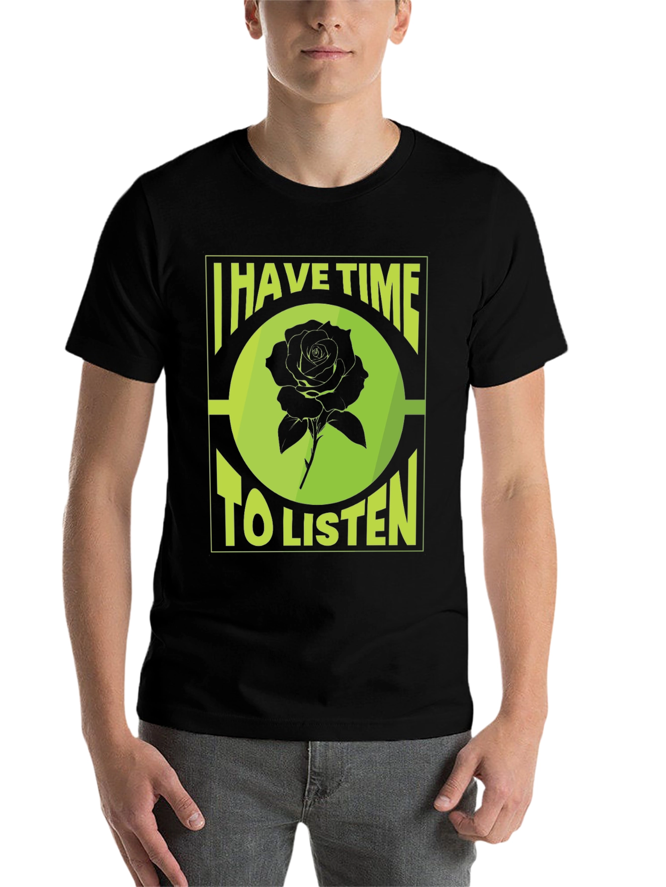Black I Have Time To Listen Black Graphic Tee view 7
