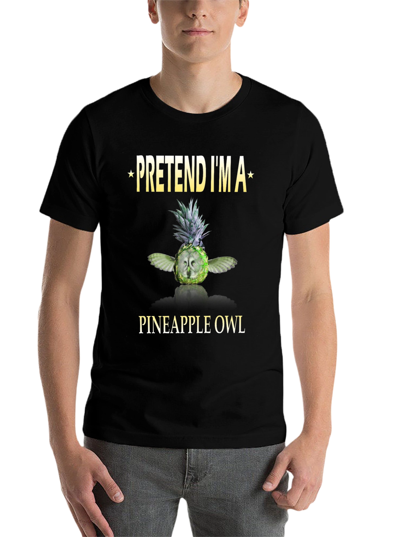 Black Pretend I'm a Pineapple Owl T-Shirt view 7