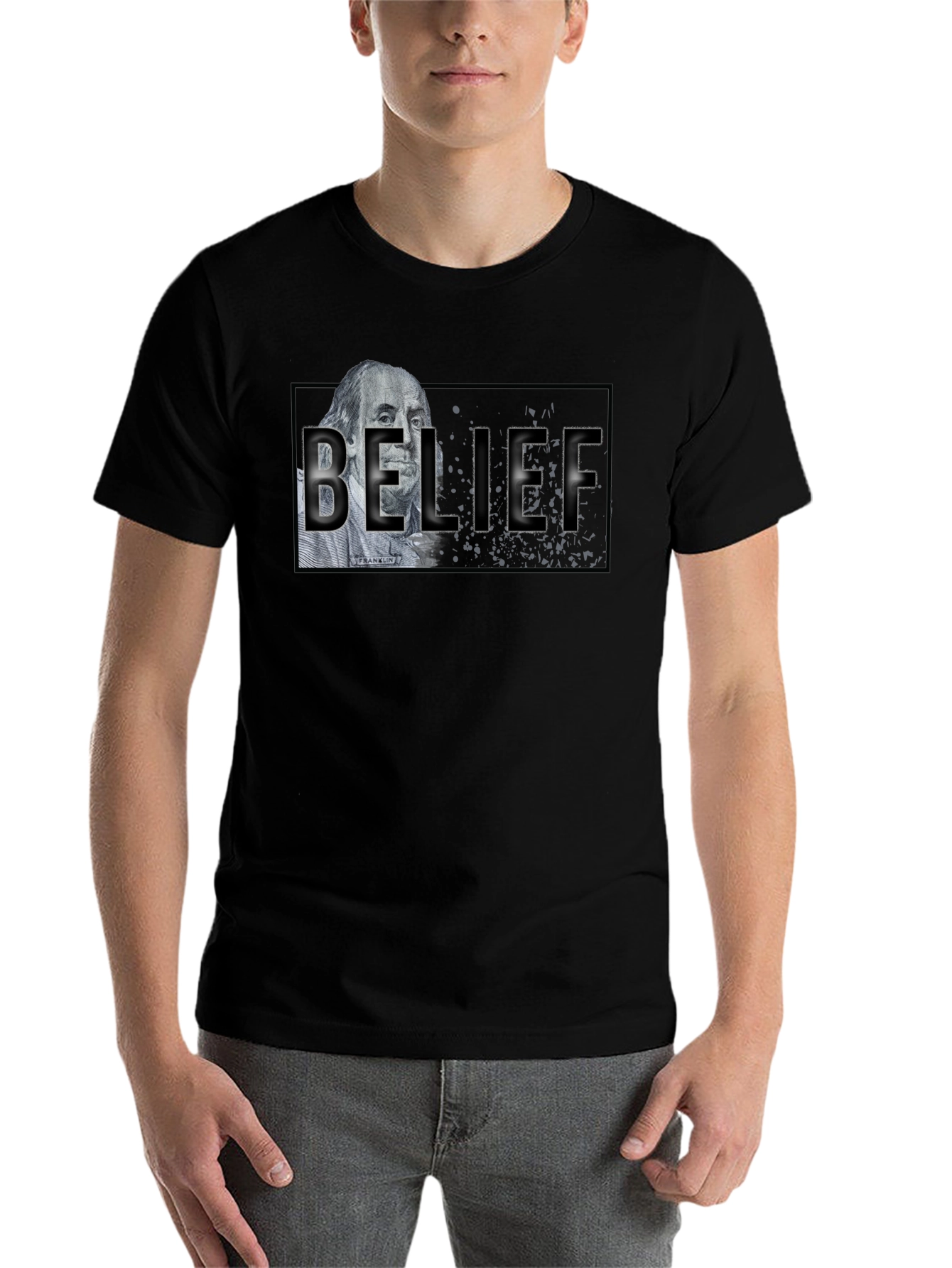 Black Belief Graphic T-Shirt - Black Crew Neck view 7