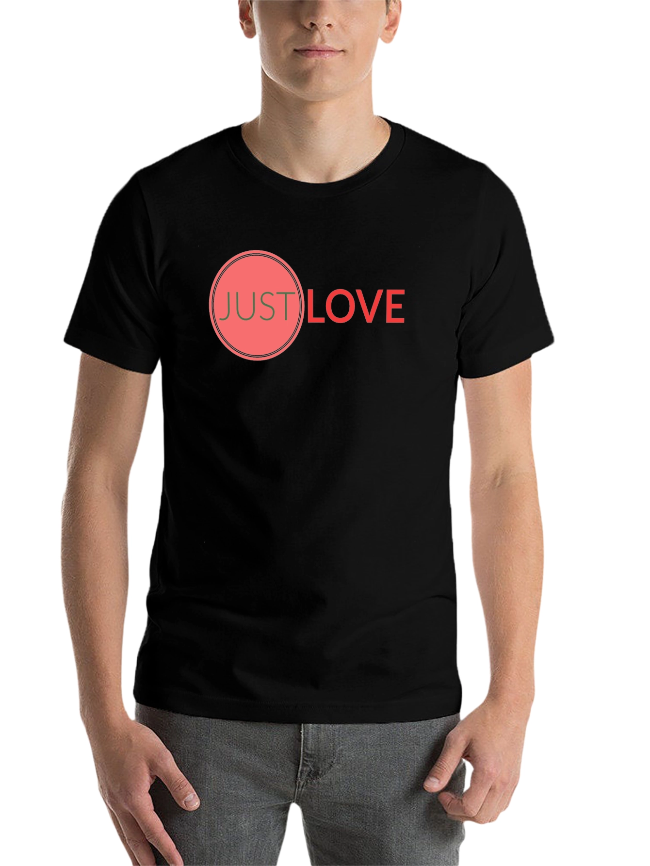 Black Just Love Graphic Tee - Soft Cotton Blend view 7