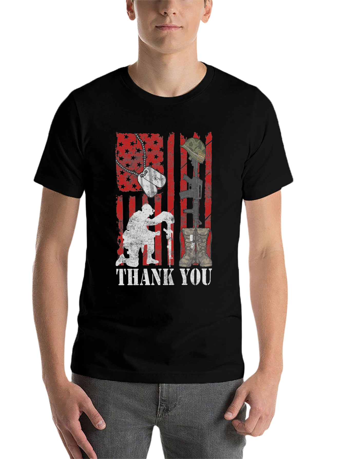 Black Thank You Military T-Shirt view 7