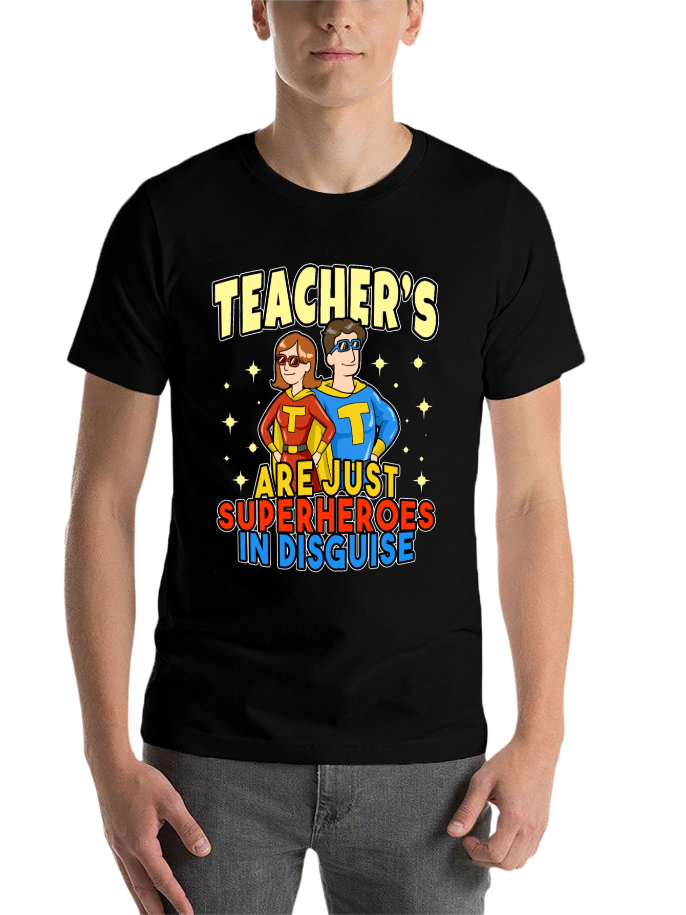 Black Teacher Superhero T-Shirt view 7
