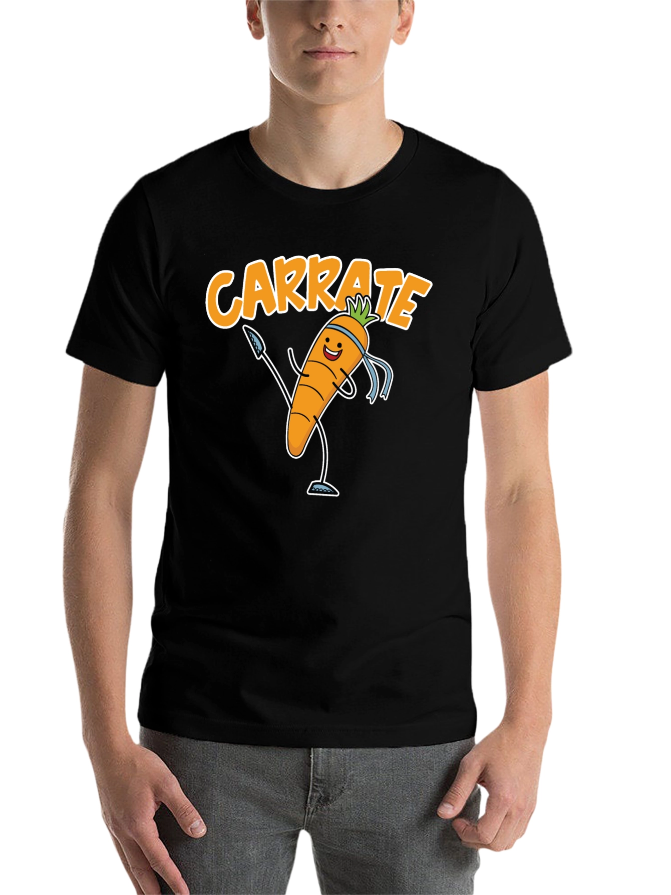 Black Carrate T-Shirt - Funny Carrot Karate Tee view 7
