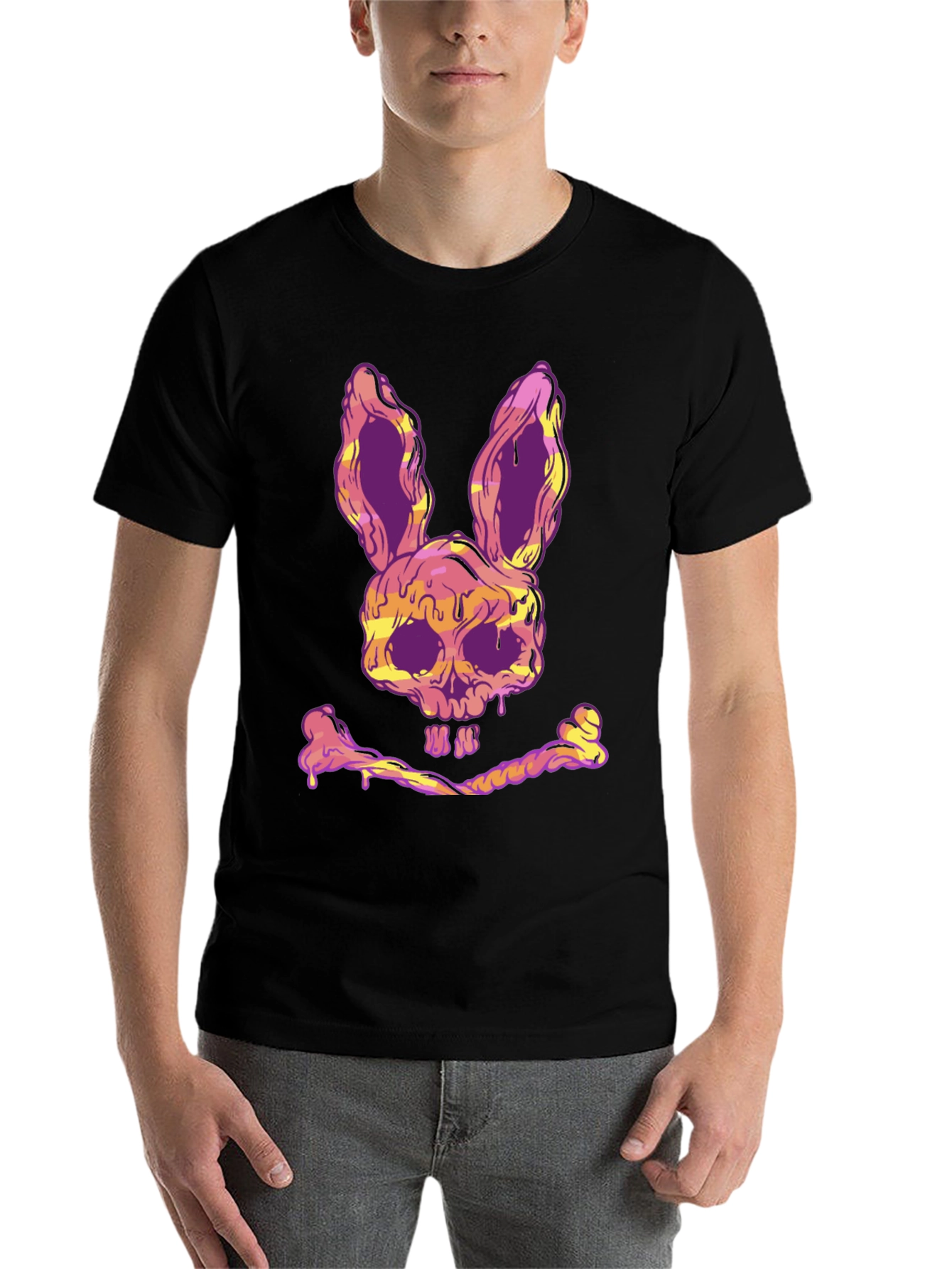 Black Skull Bunny T-Shirt - Edgy Graphic Tee view 7