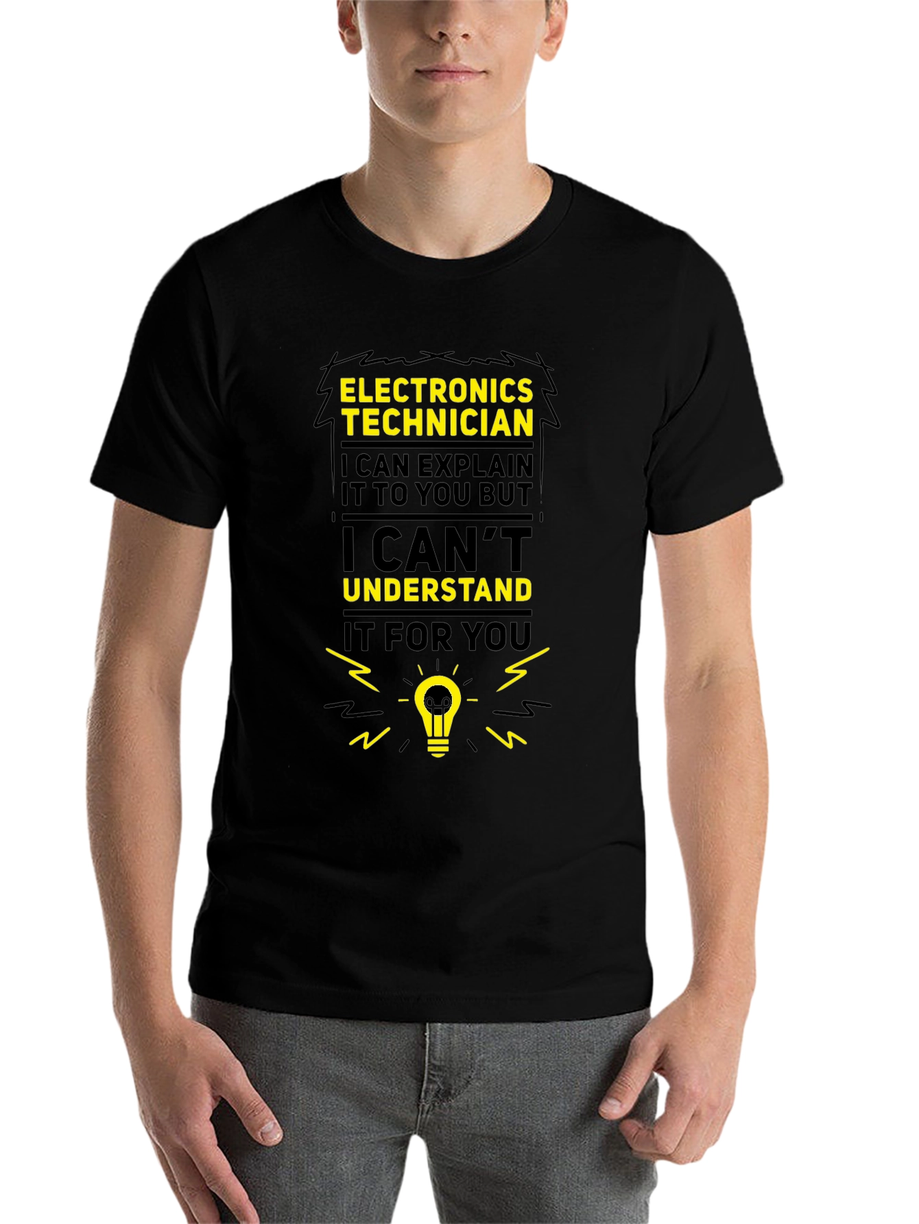Black Electronics Technician Funny T-Shirt view 7