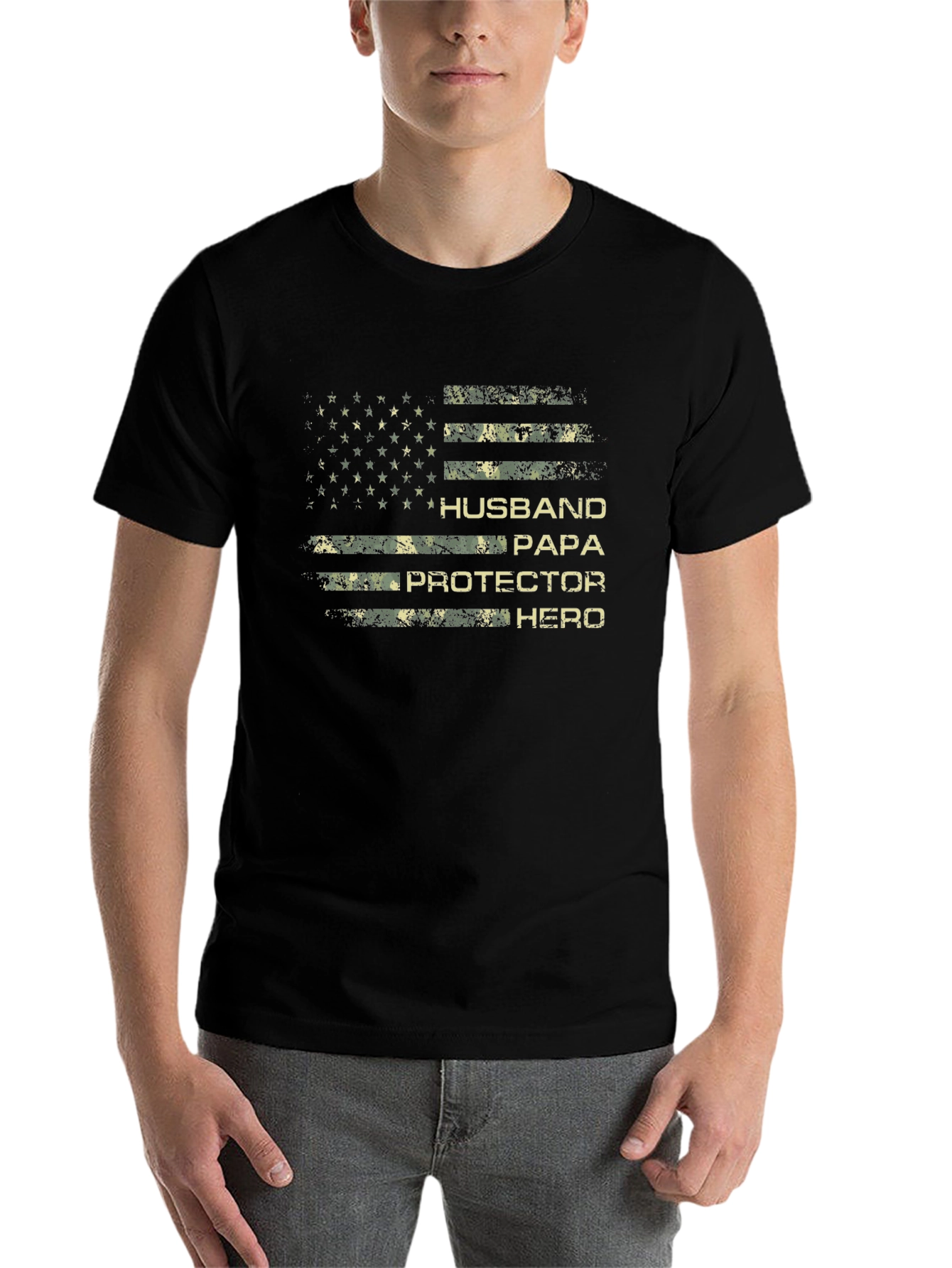 Black Husband, Papa, Protector, Hero T-Shirt view 7