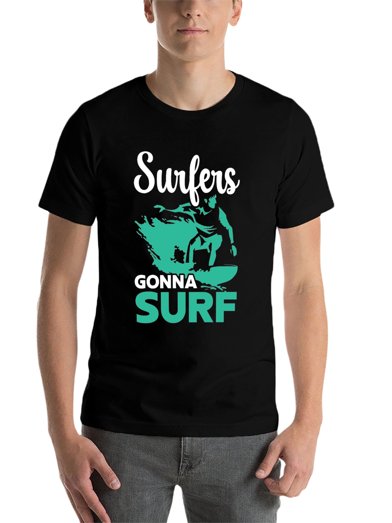 Black Surfers Gonna Surf Graphic Tee view 7