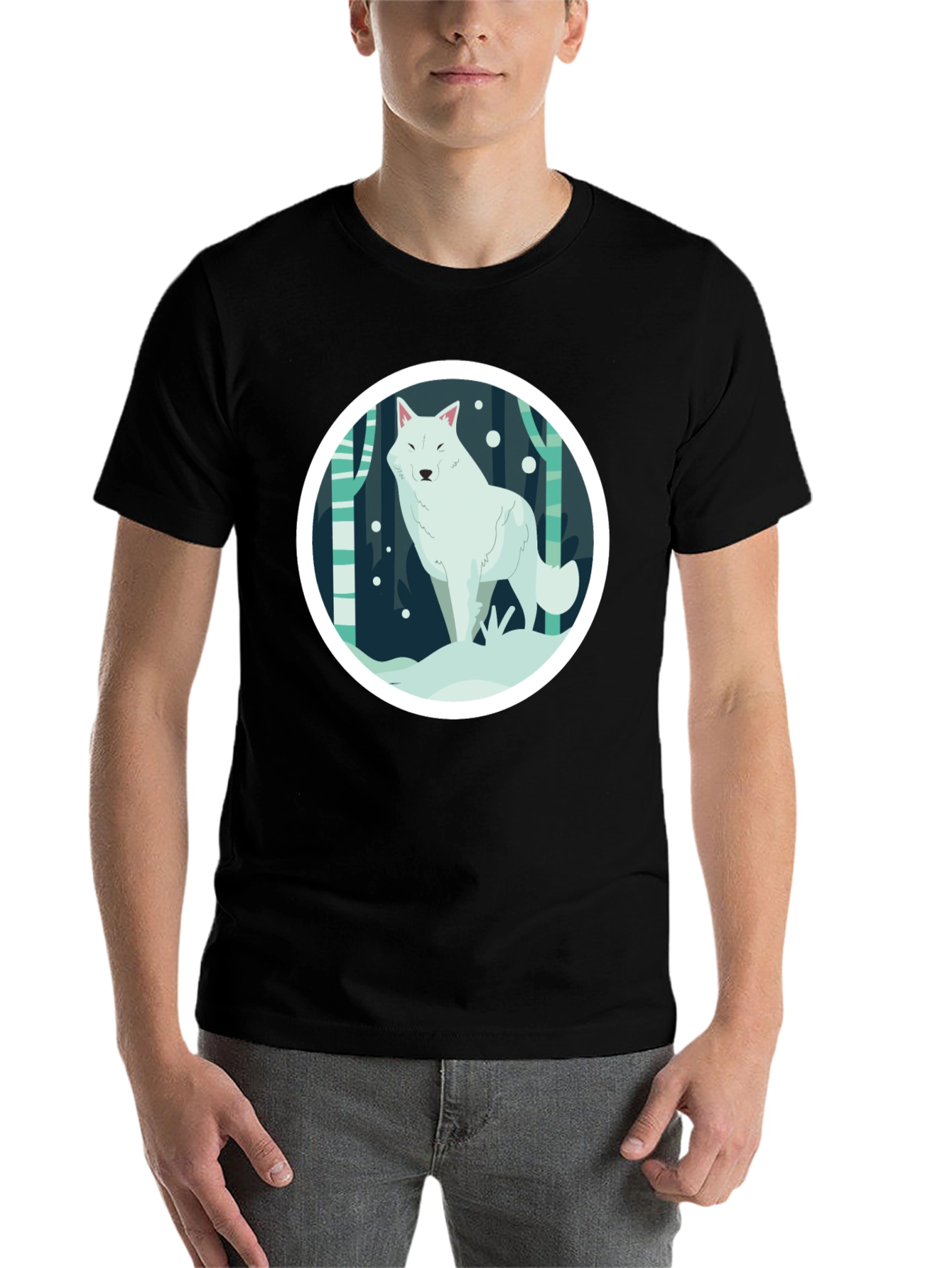 Black Arctic Wolf Graphic Tee - Black Unisex T-Shirt view 7