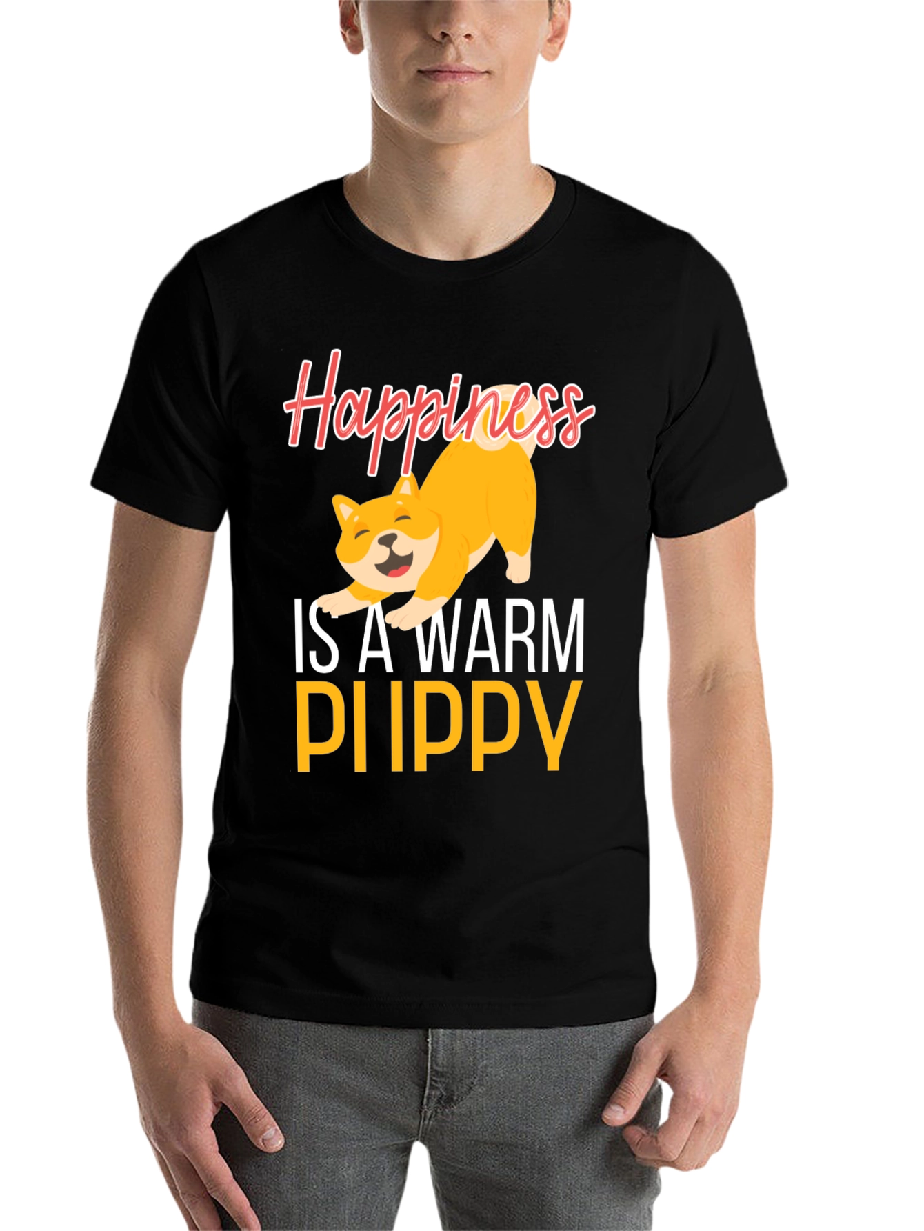 Black Happiness is a Warm Puppy Graphic Tee view 7