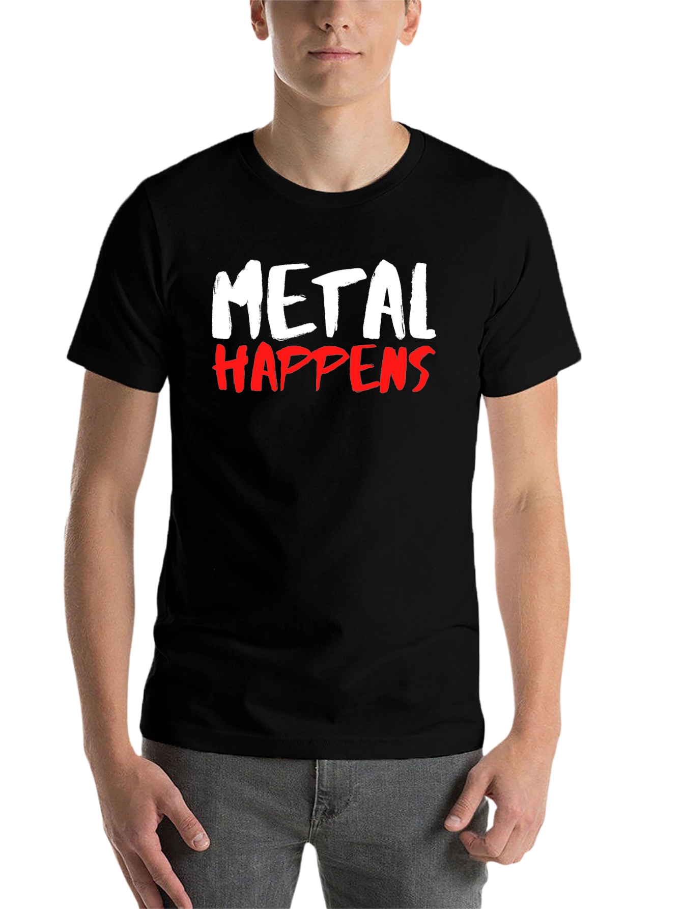 Black Metal Happens Graphic Print T-Shirt - Black view 7