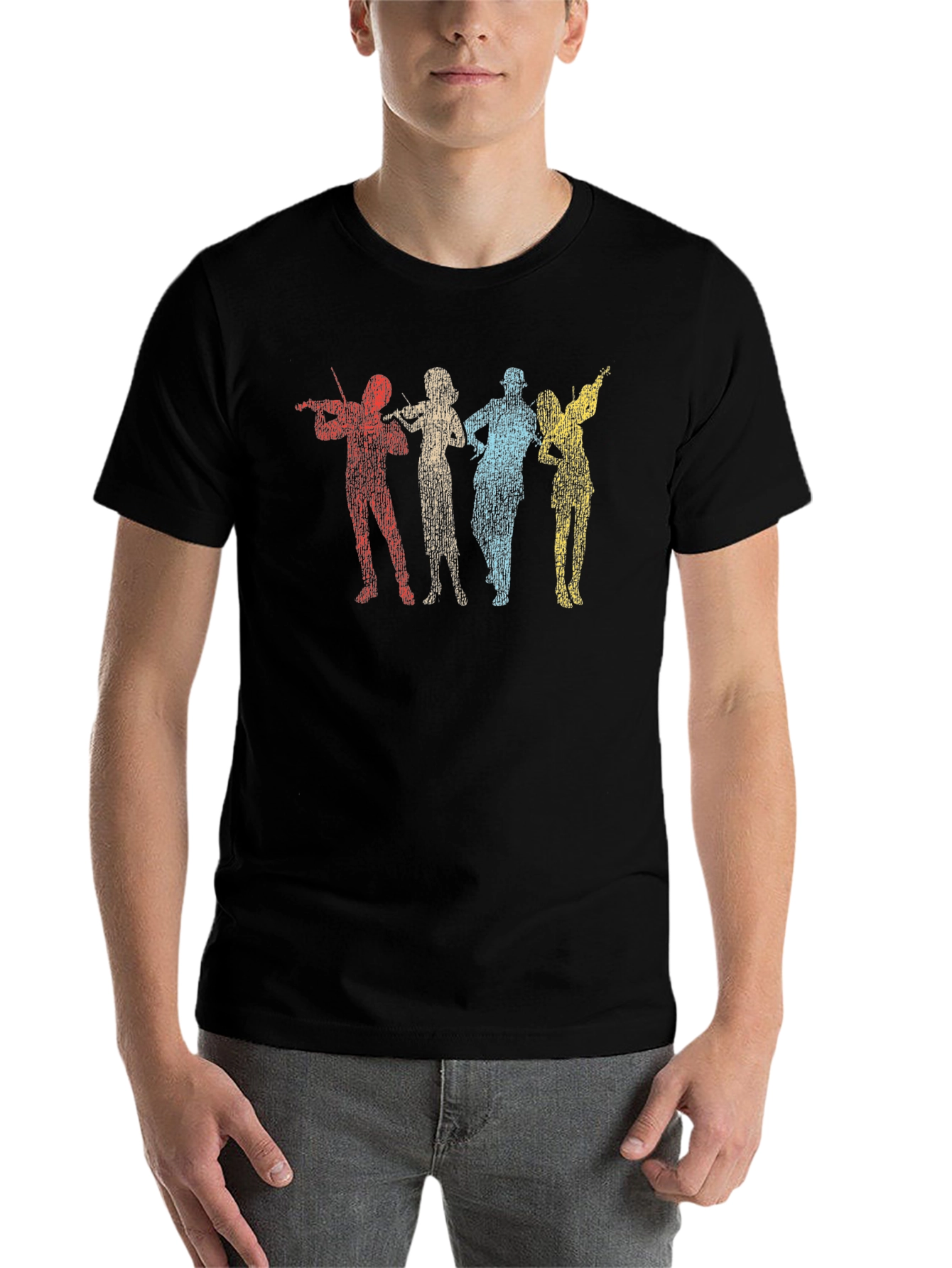 Black Retro Musical Group T-Shirt view 7