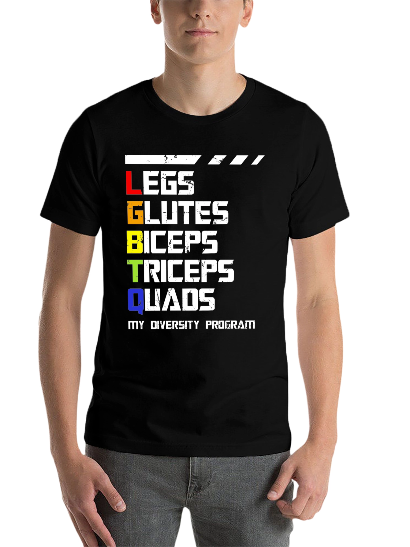 Black LGBTQ Funny Gym Workout Shirt view 7