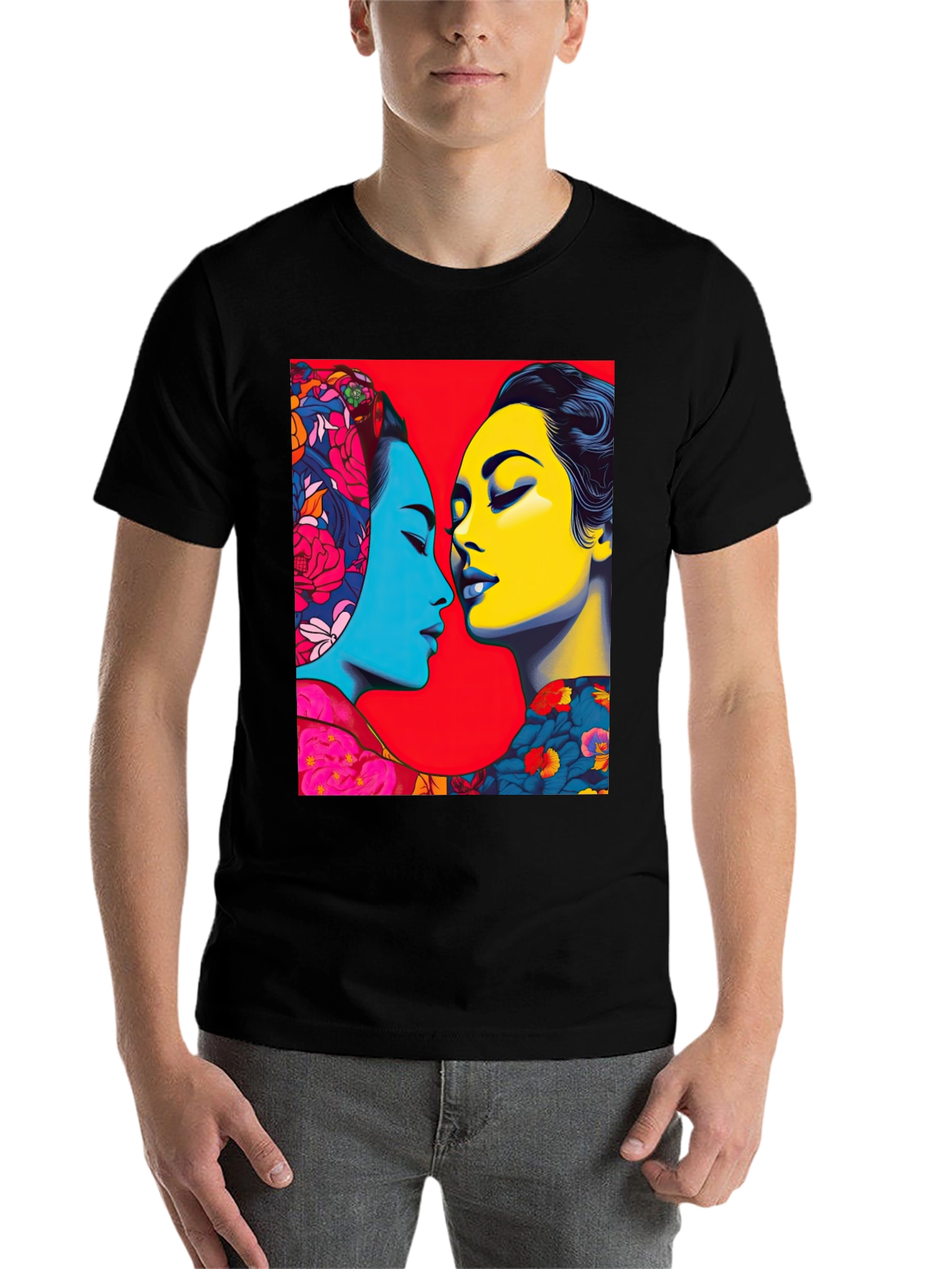 Black Artistic Portrait T-Shirt - Vivid Colors view 7