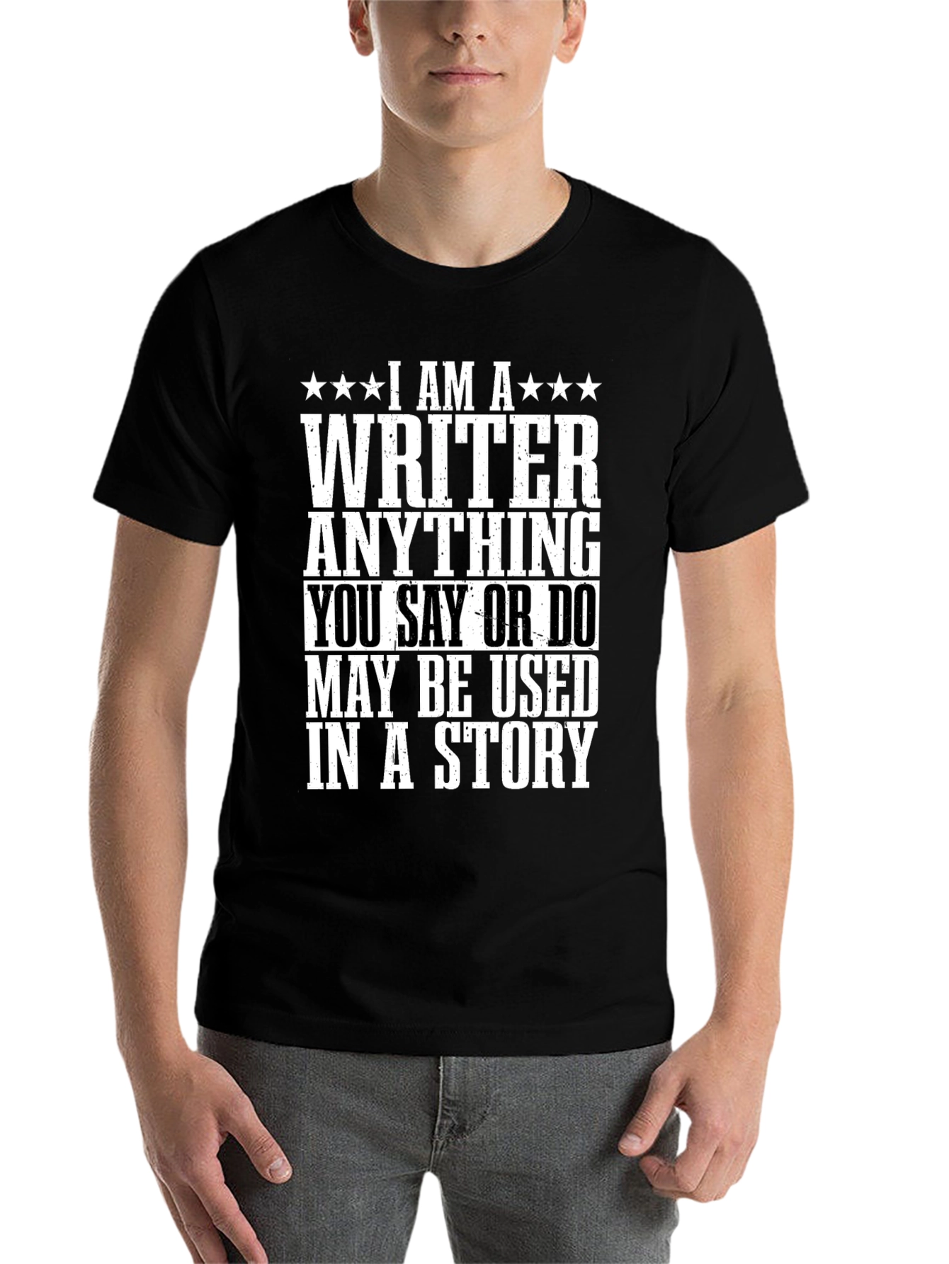 Black I AM A WRITER Funny T-Shirt view 7