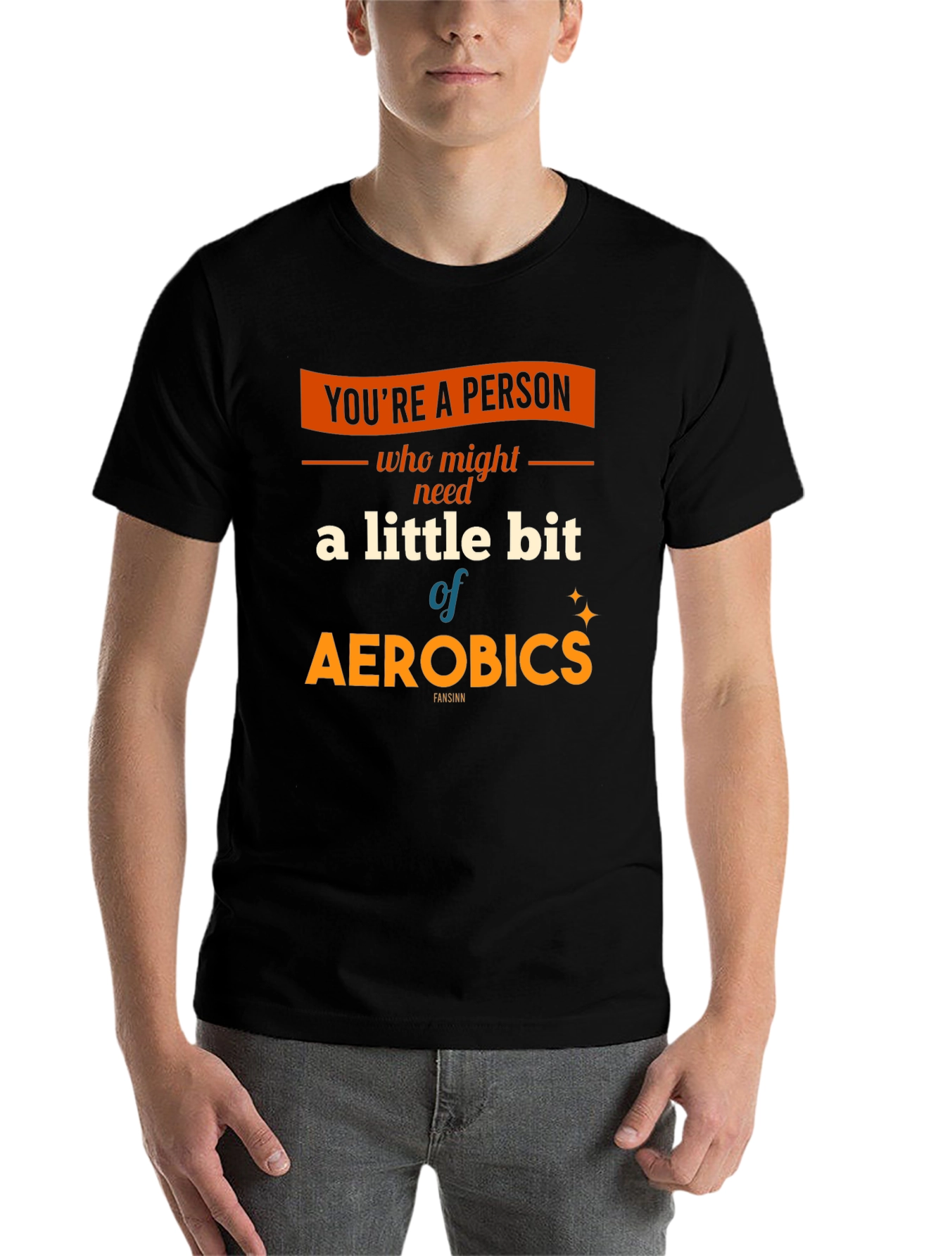 Black Aerobics T-Shirt: A Little Bit of Exercise Fun! view 7