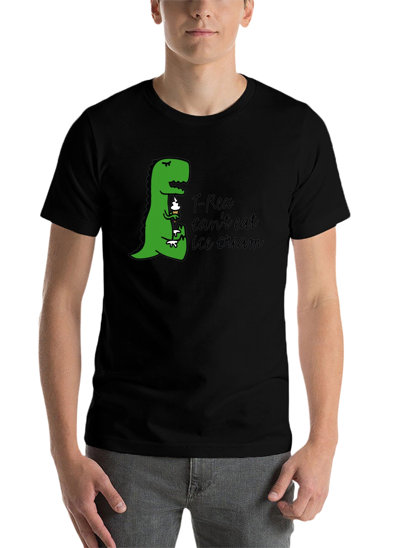 Black T-Rex Ice Cream Humor Graphic Tee view 7
