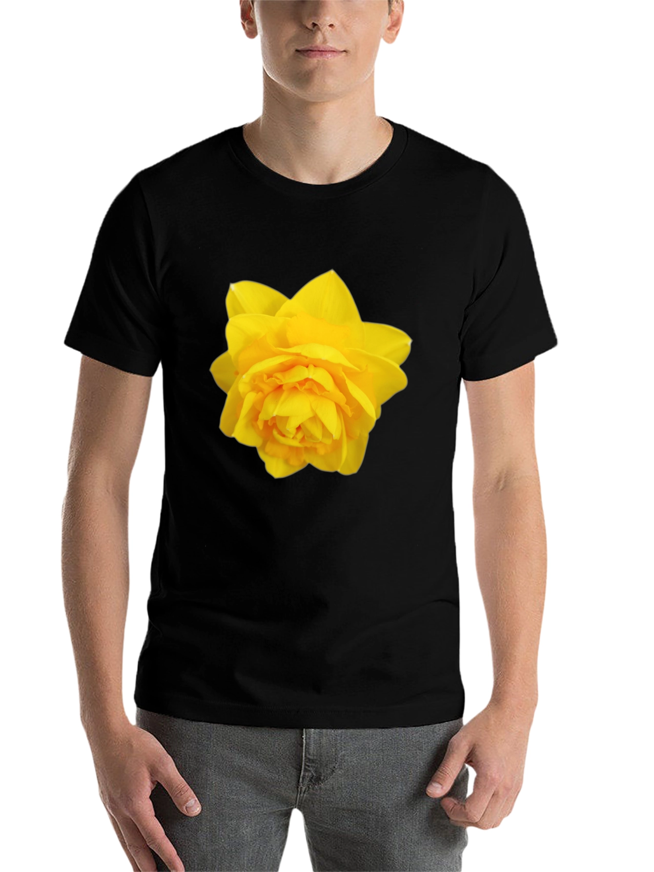Black Yellow Floral Print T-Shirt - Stylish Men's Casual Wear view 7