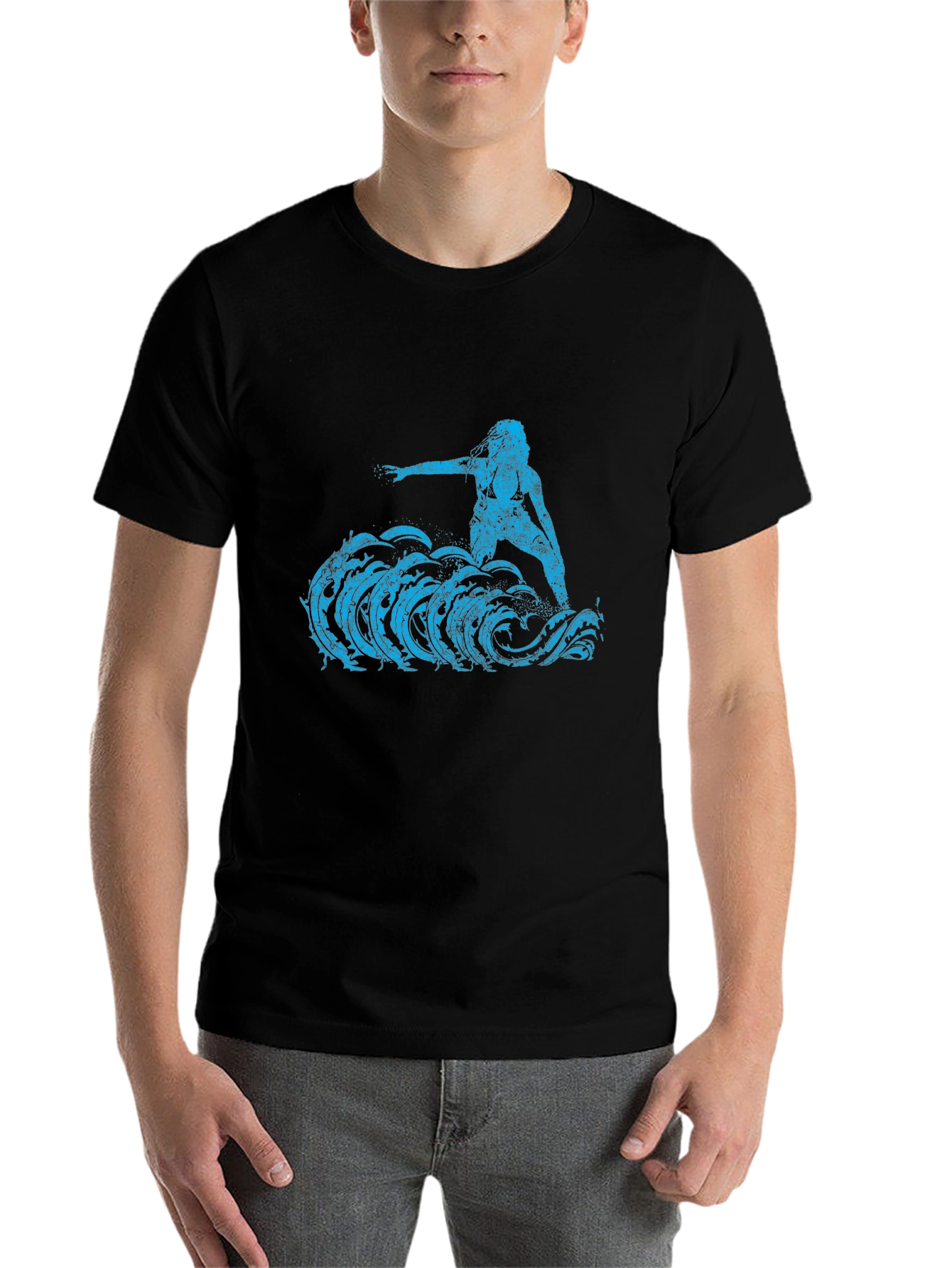 Black Surfer Girl Tee - Black Cotton Graphic T-Shirt view 7