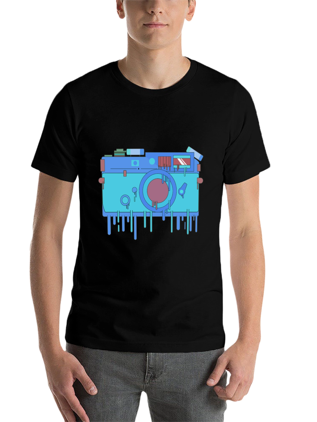 Black Retro Camera Graphic Tee - Cool Photo Lover Shirt view 7