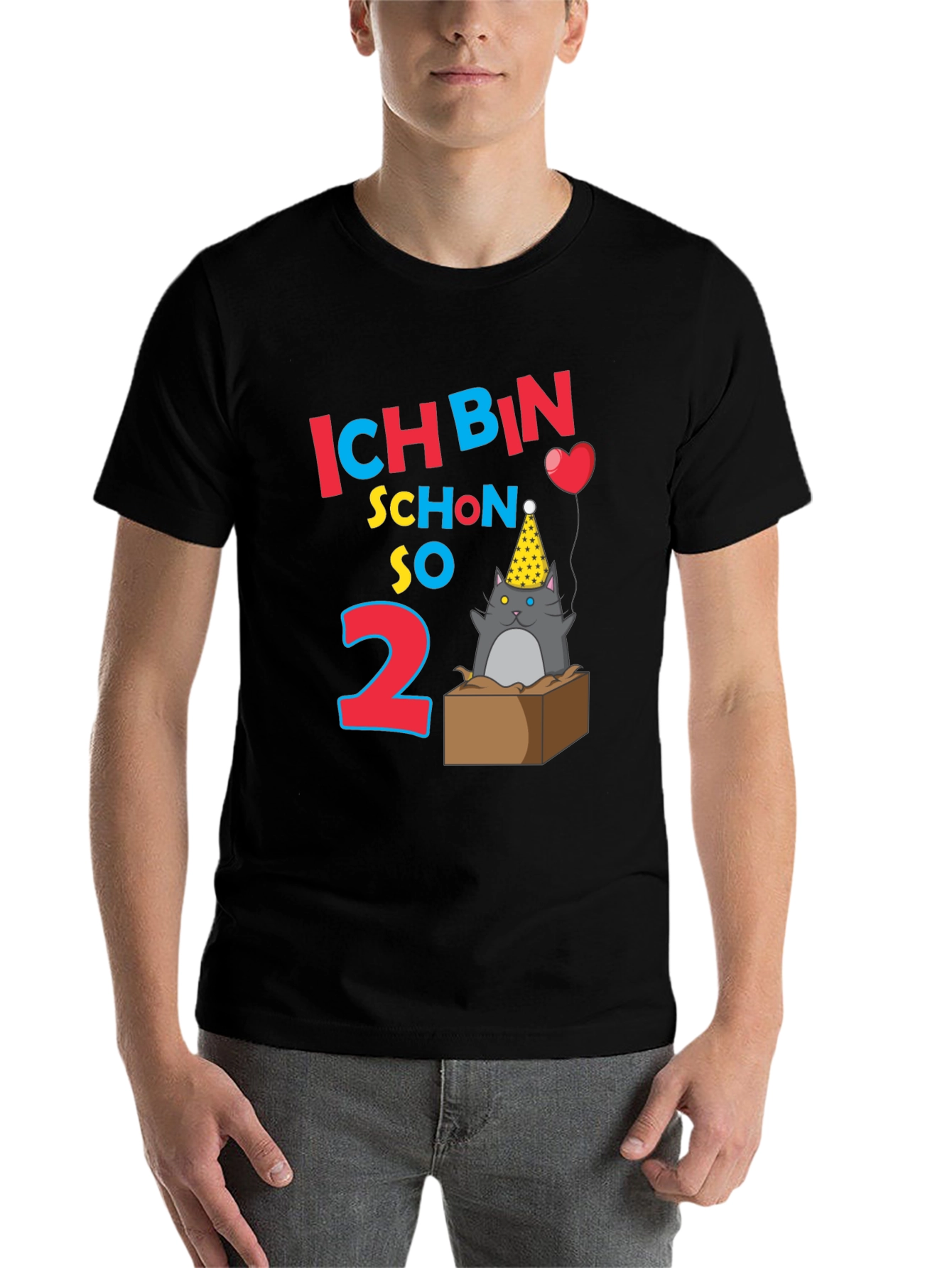 Black Ich Bin Schon So 2 Birthday Cat T-Shirt view 7