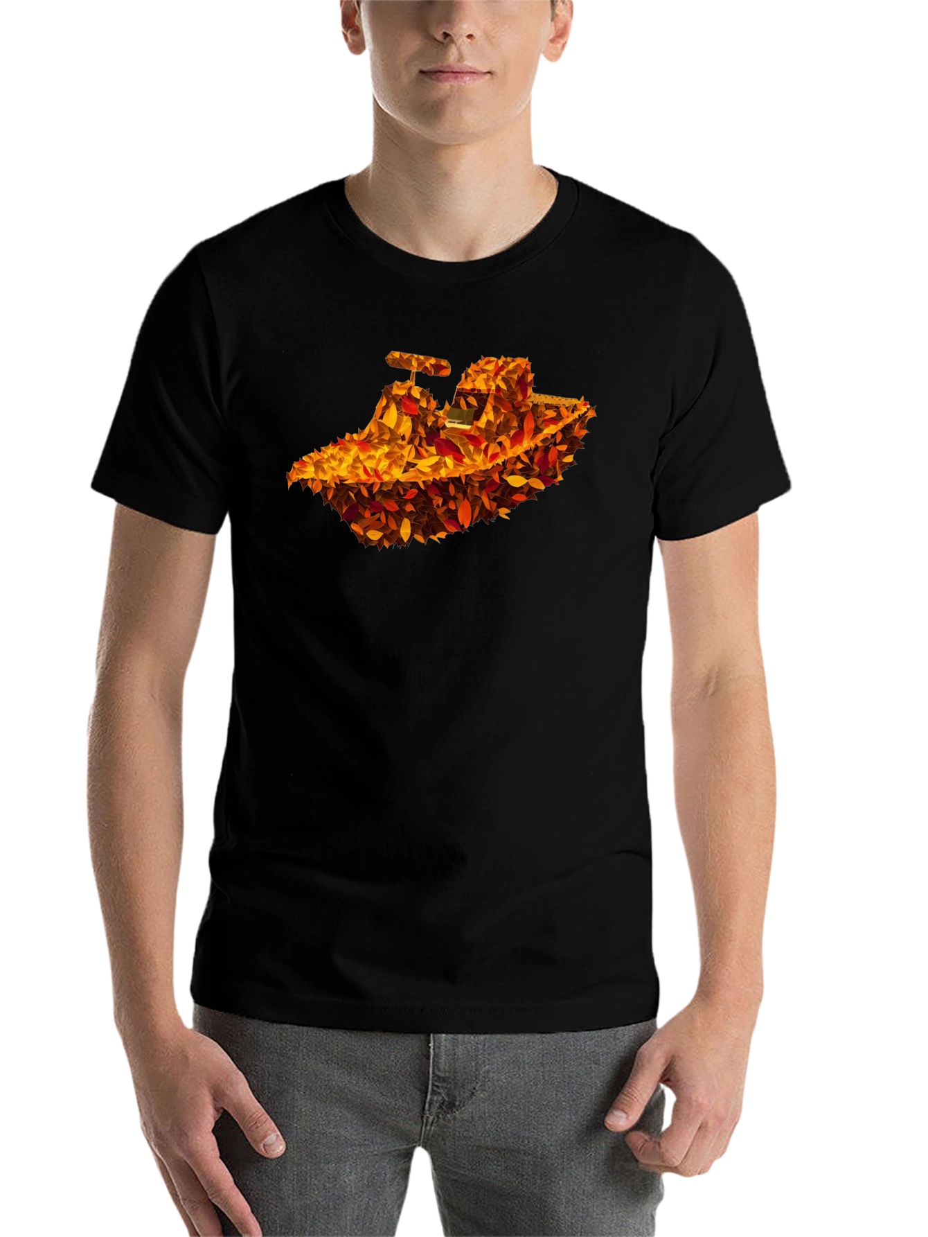 Black Autumn Leaves Tractor Graphic T-Shirt view 7