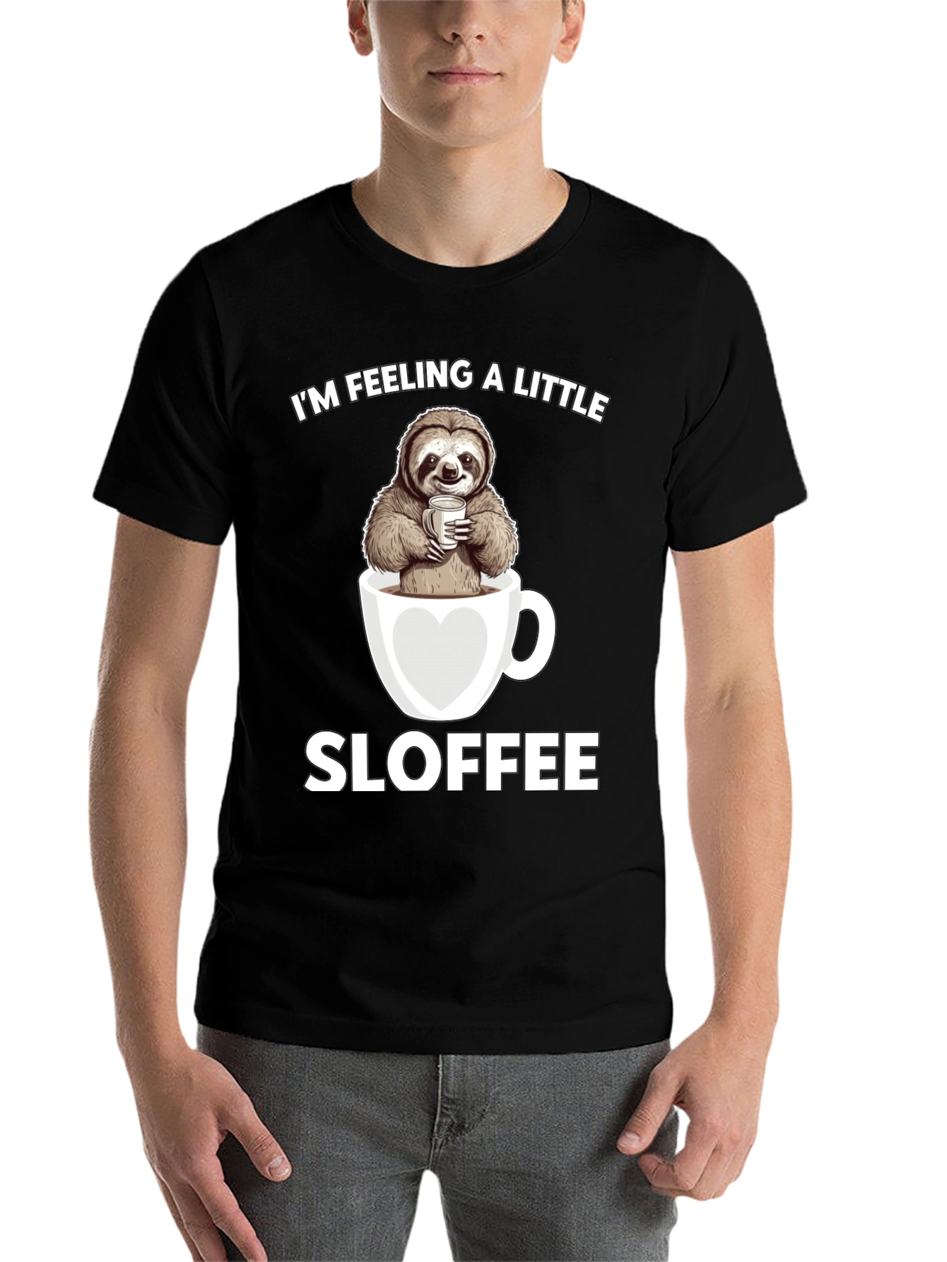 Black Sloth Coffee Graphic Tee - "Sloffee" Funny T-Shirt view 7