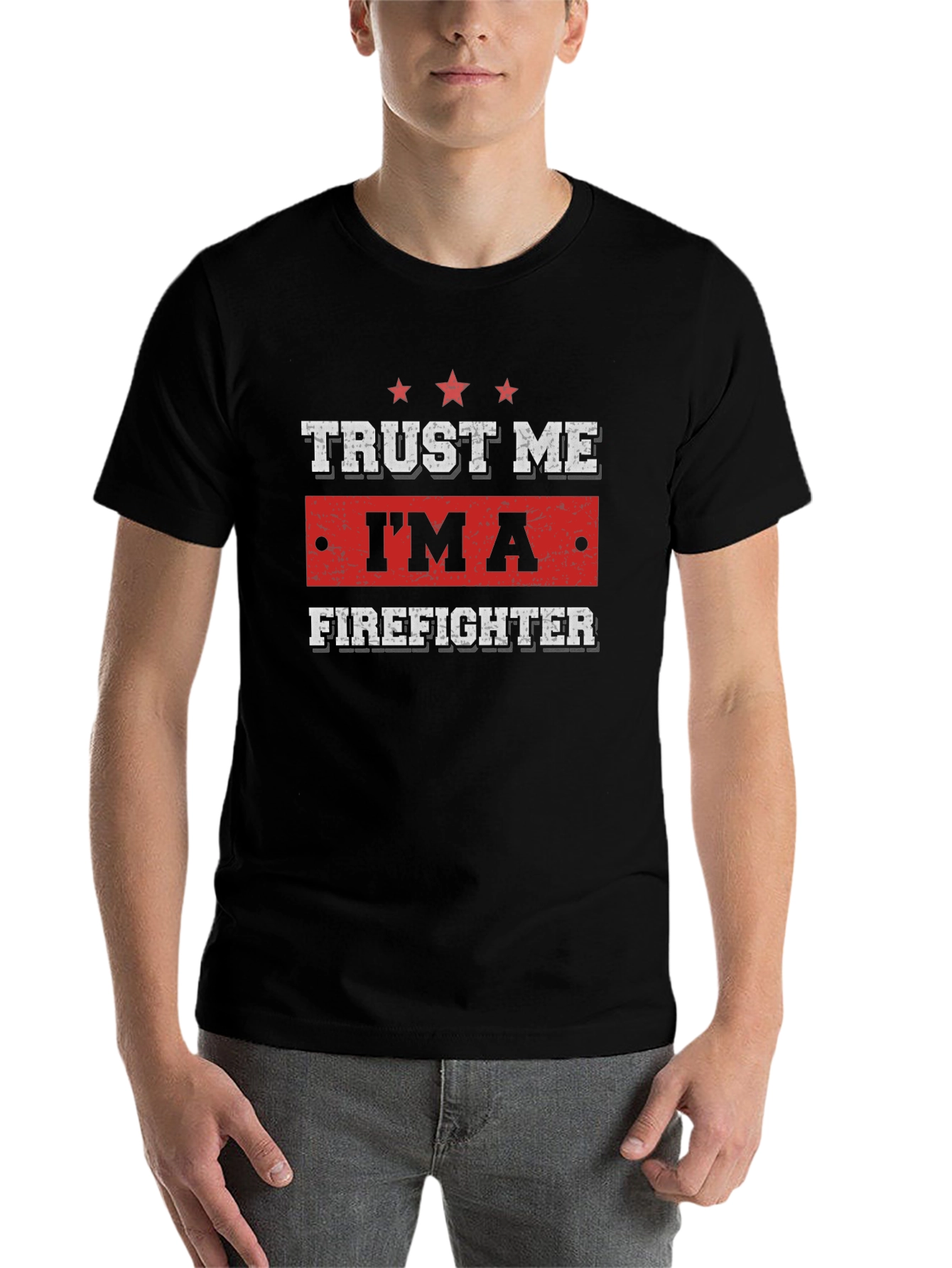 Black Trust Me I'm A Firefighter T-Shirt view 7