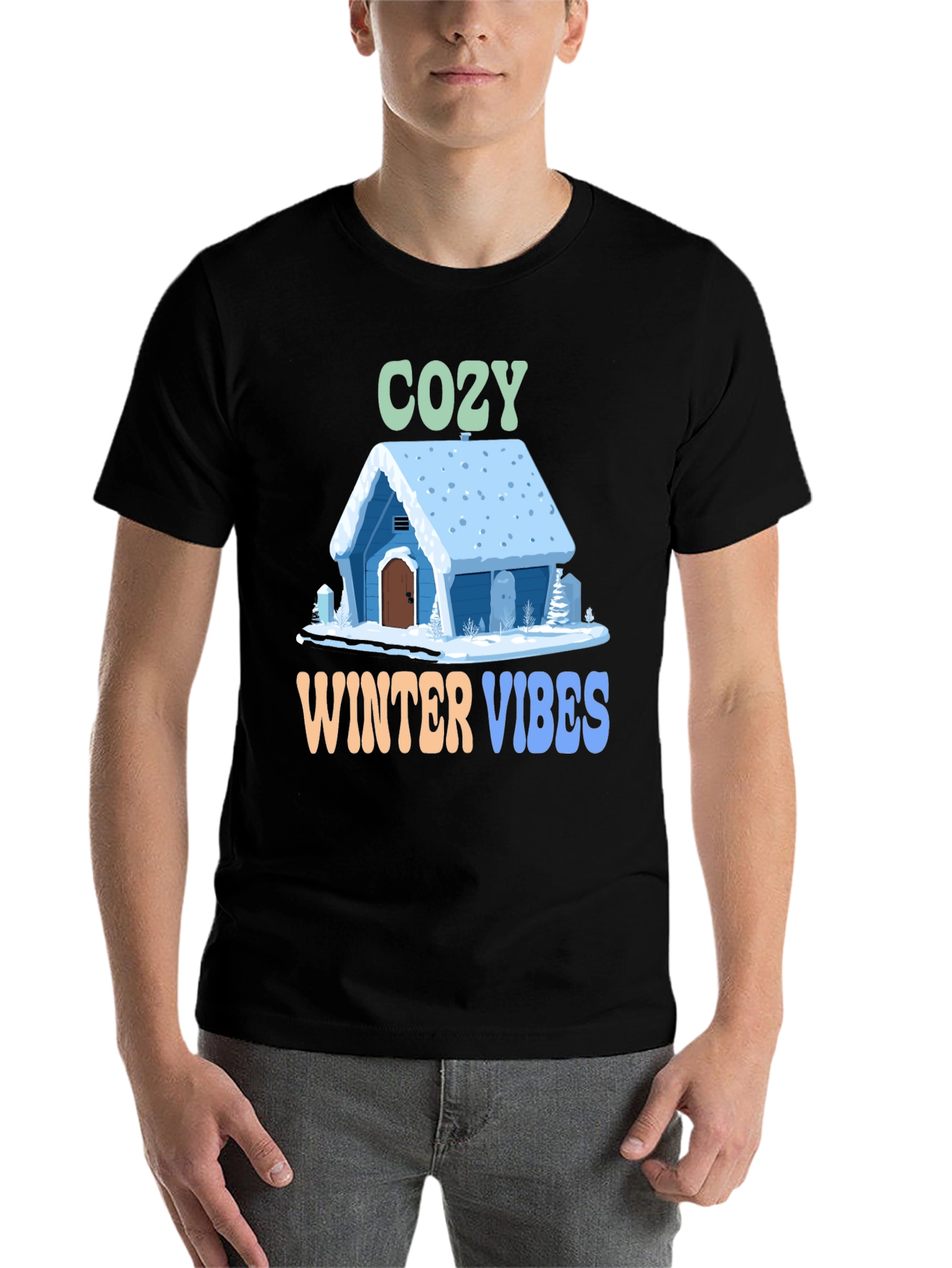 Black Cozy Winter Vibes Graphic Tee view 7
