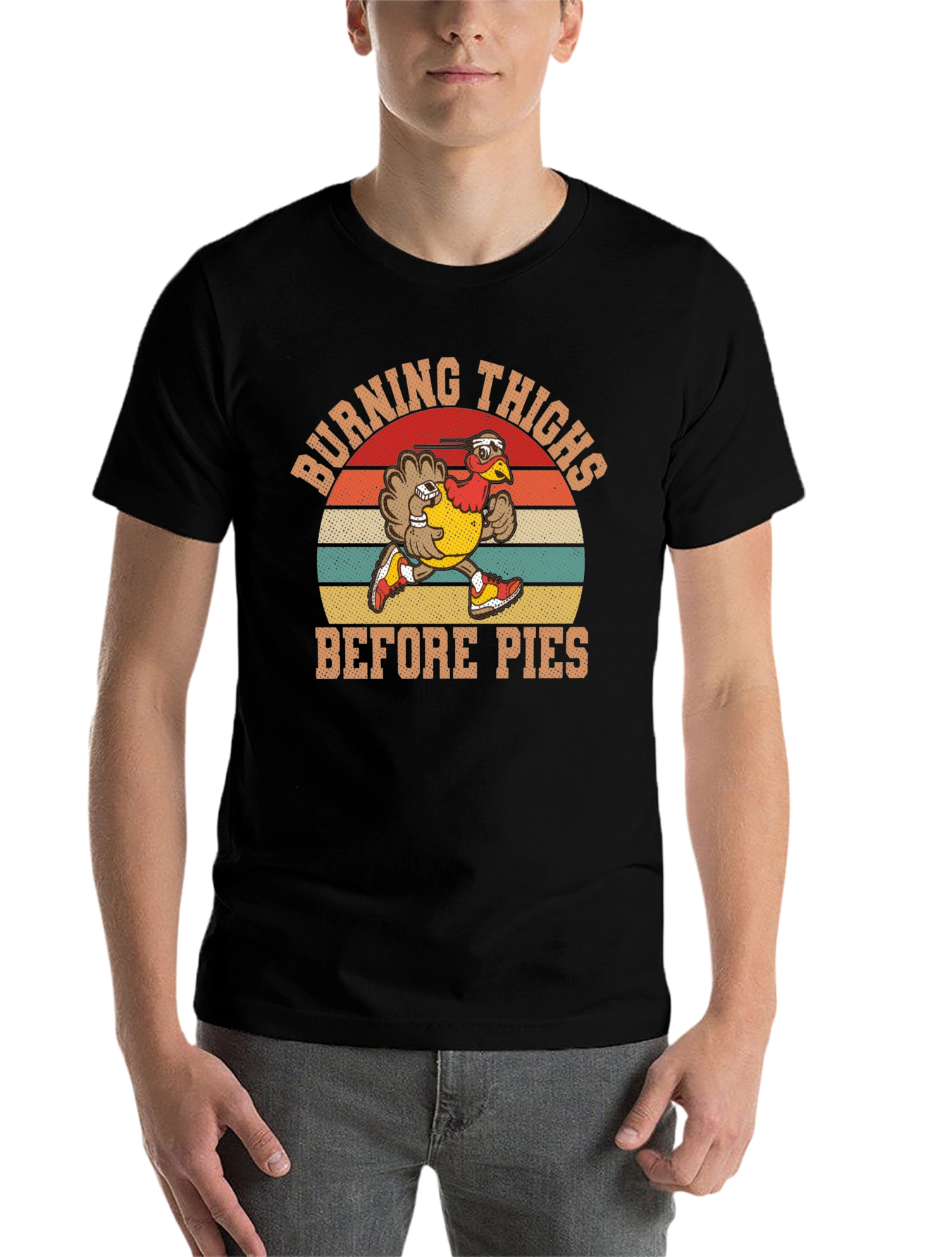 Black Burning Thighs Before Pies Turkey Thanksgiving T-Shirt view 7