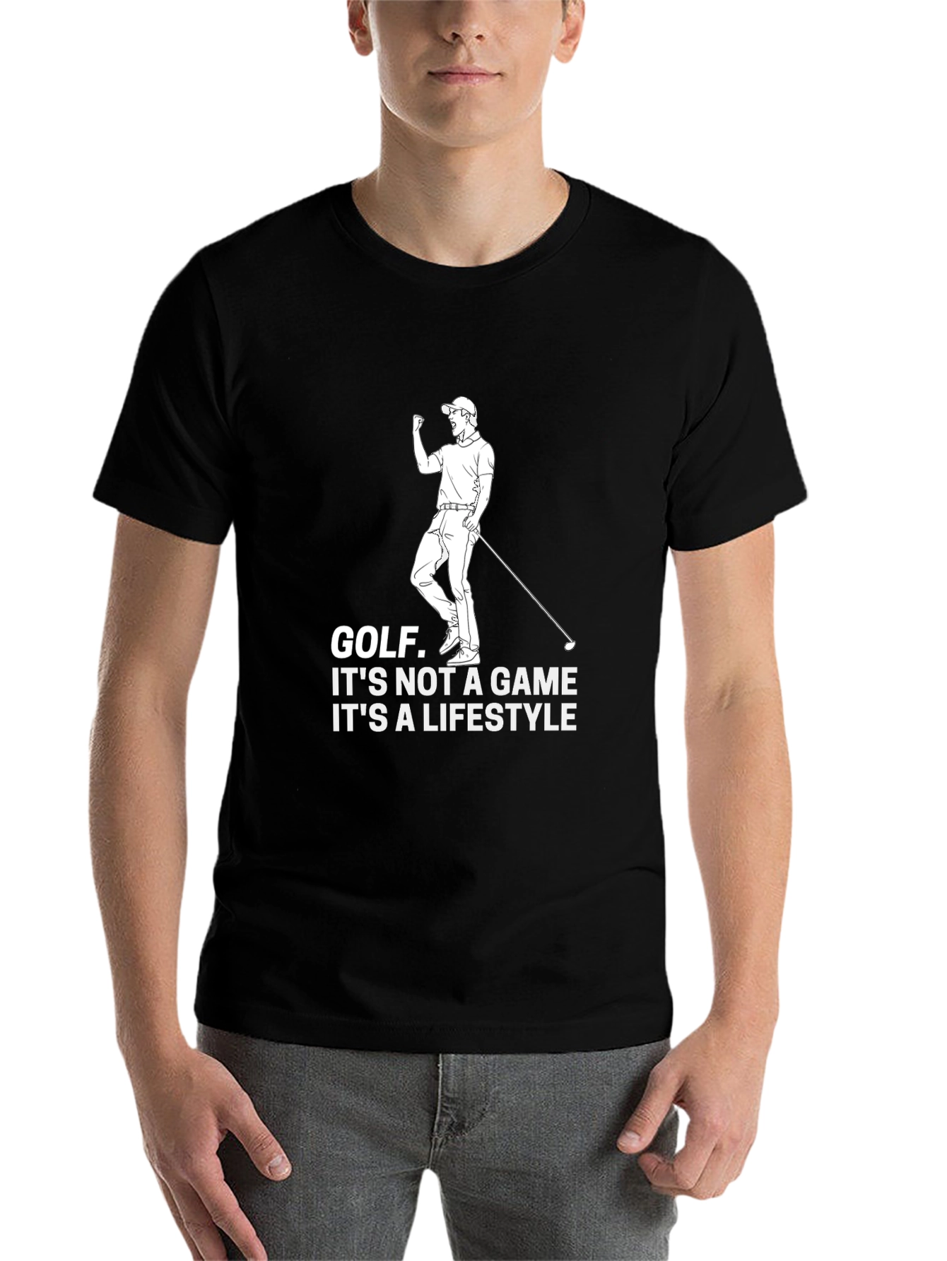 Black Golf Lifestyle T-Shirt - Black Cotton Graphic Tee view 7