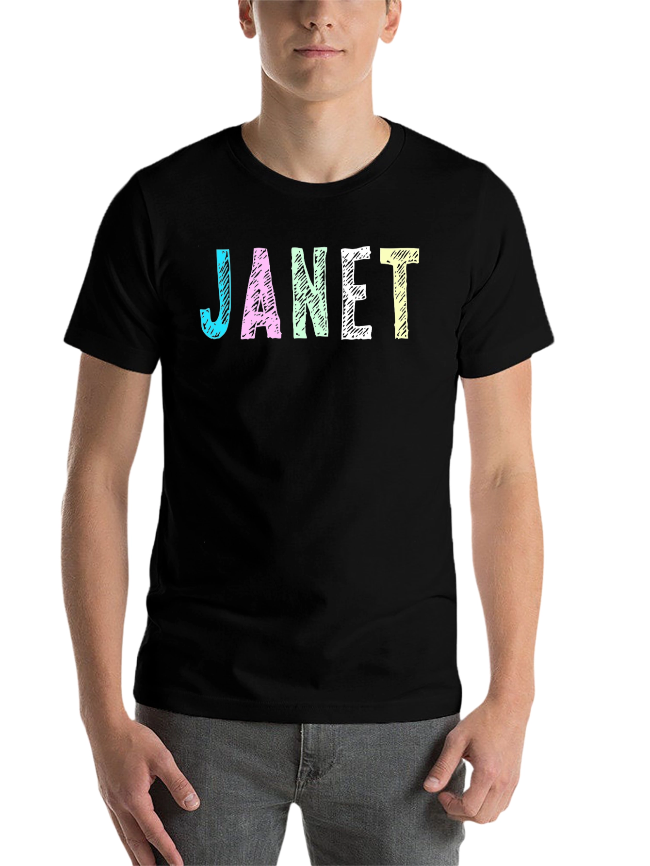 Black Janet Graphic T-Shirt - Black Crew Neck Tee view 7