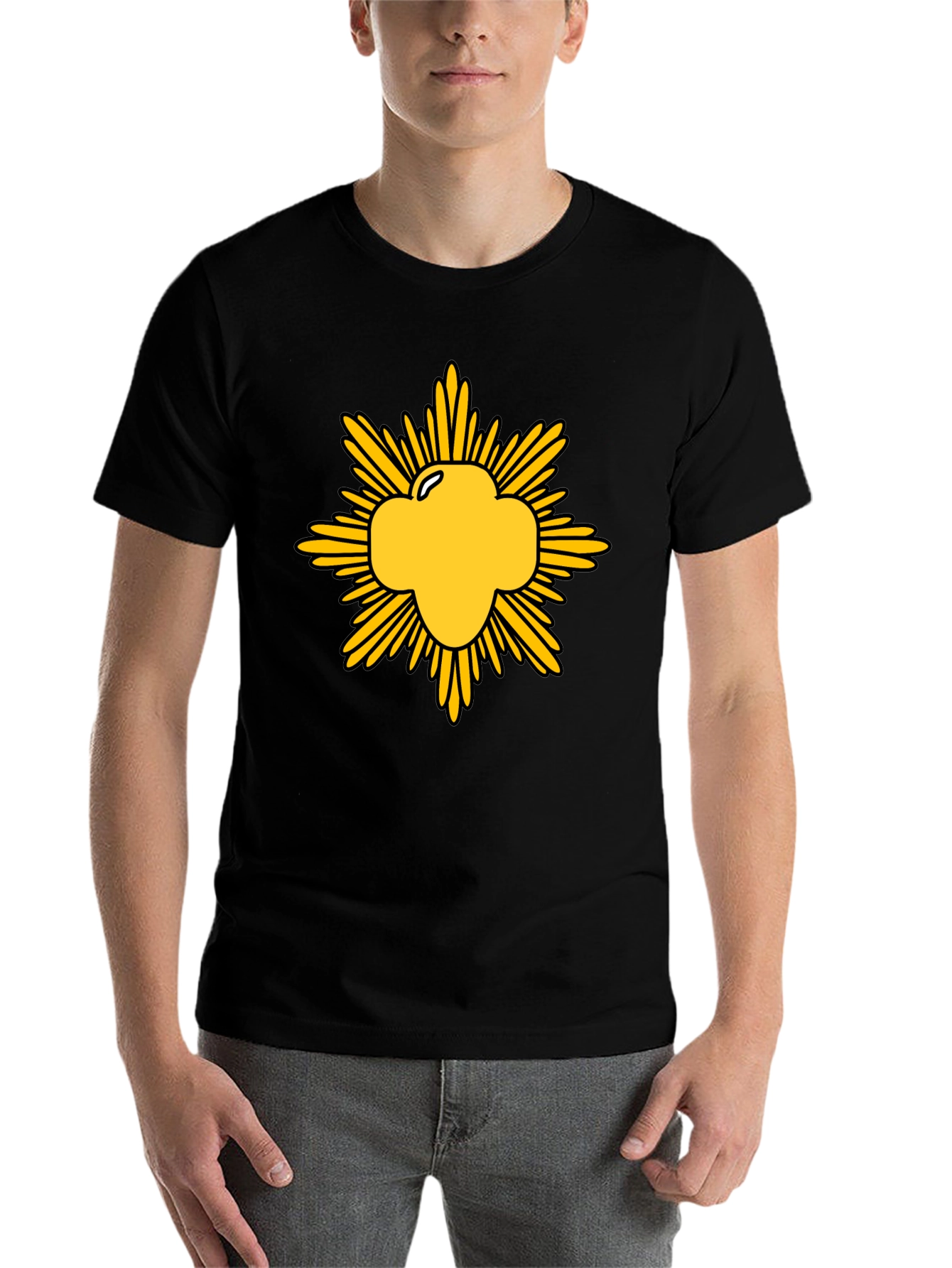 Black Golden Cloverburst Graphic Tee - Black Cotton Blend view 7