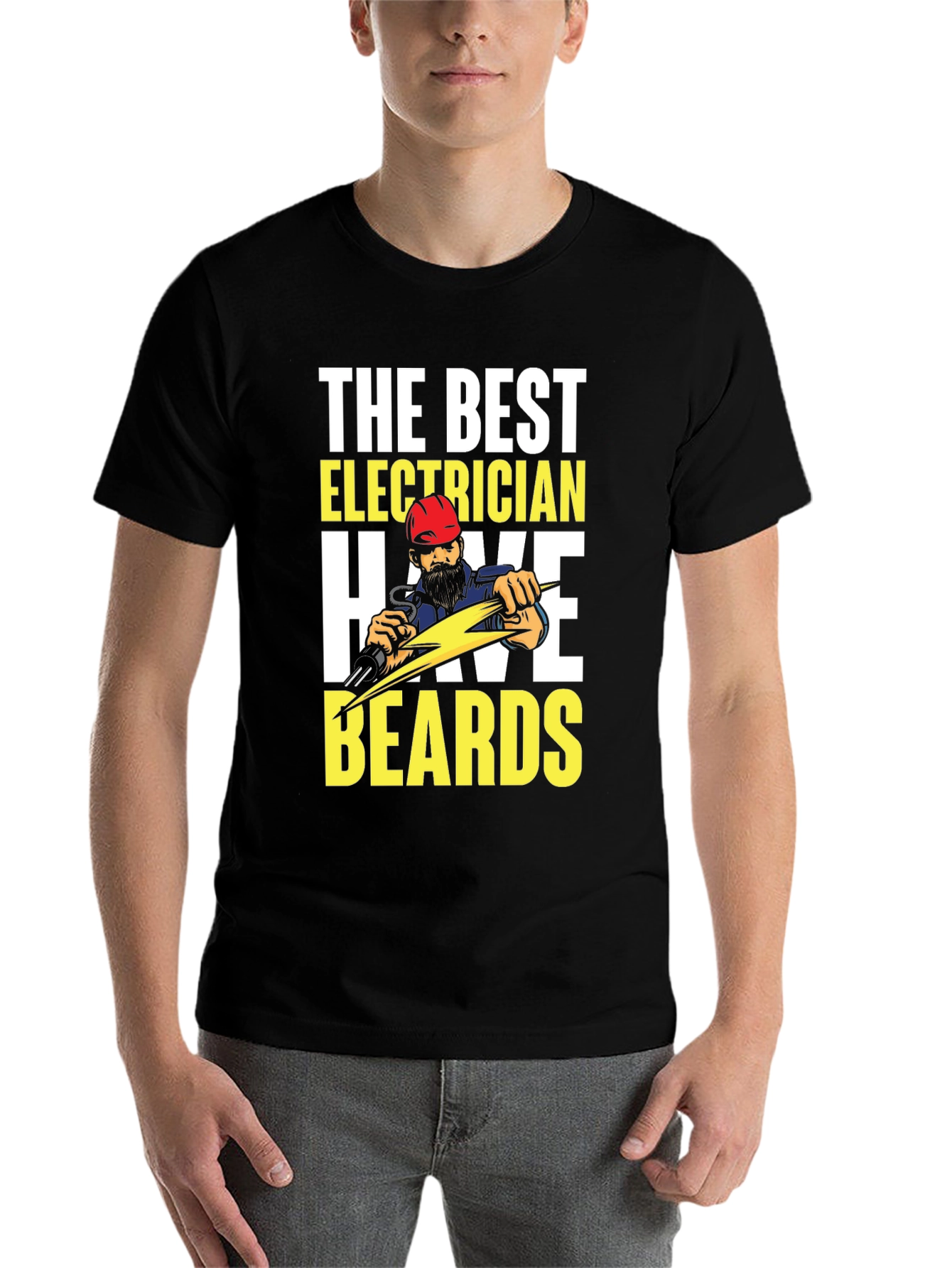 Black Bearded Electrician T-Shirt - Funny Electrician Gift view 7