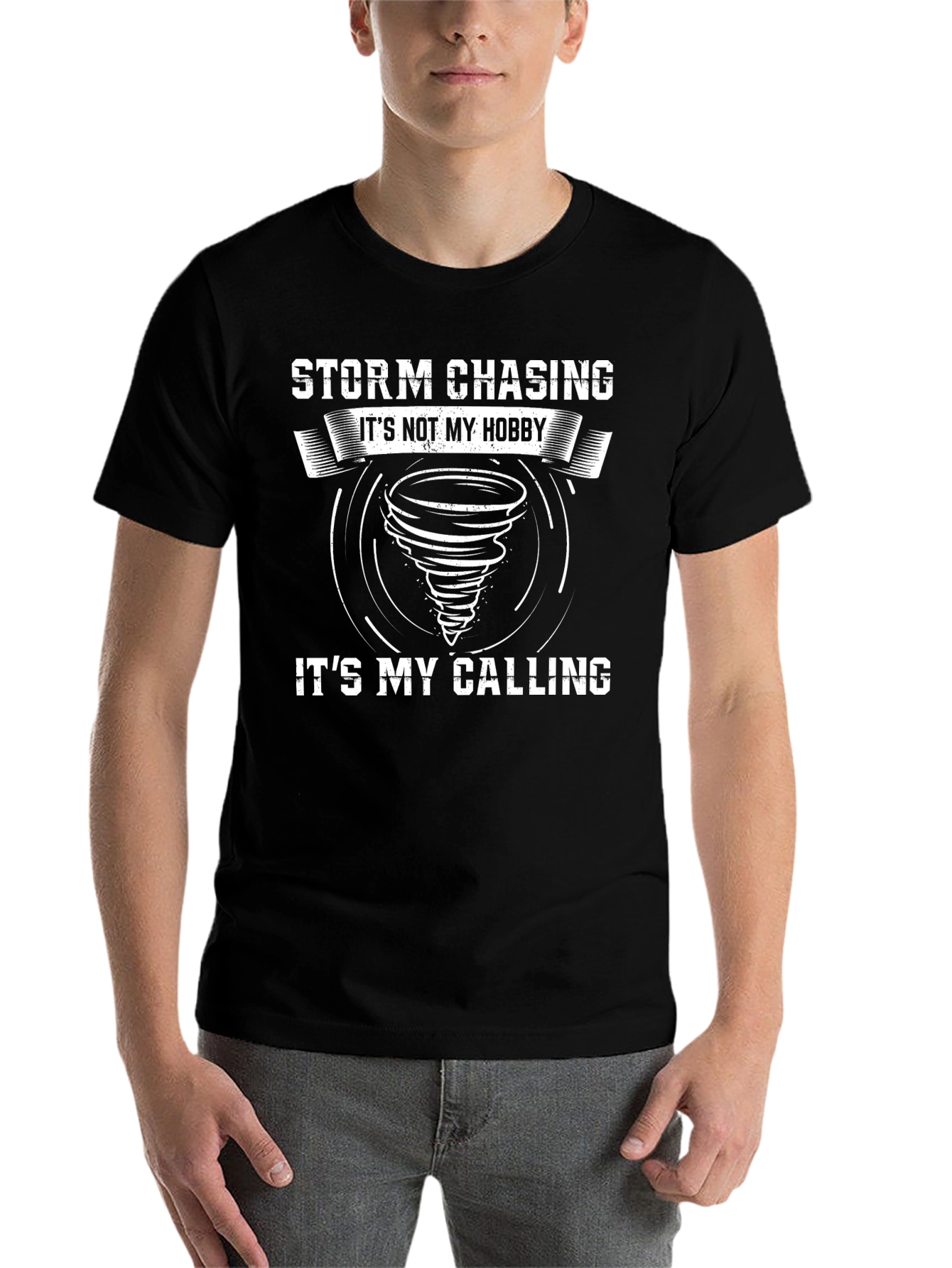 Black Storm Chasing Graphic Tee -  It's My Calling T-Shirt view 7