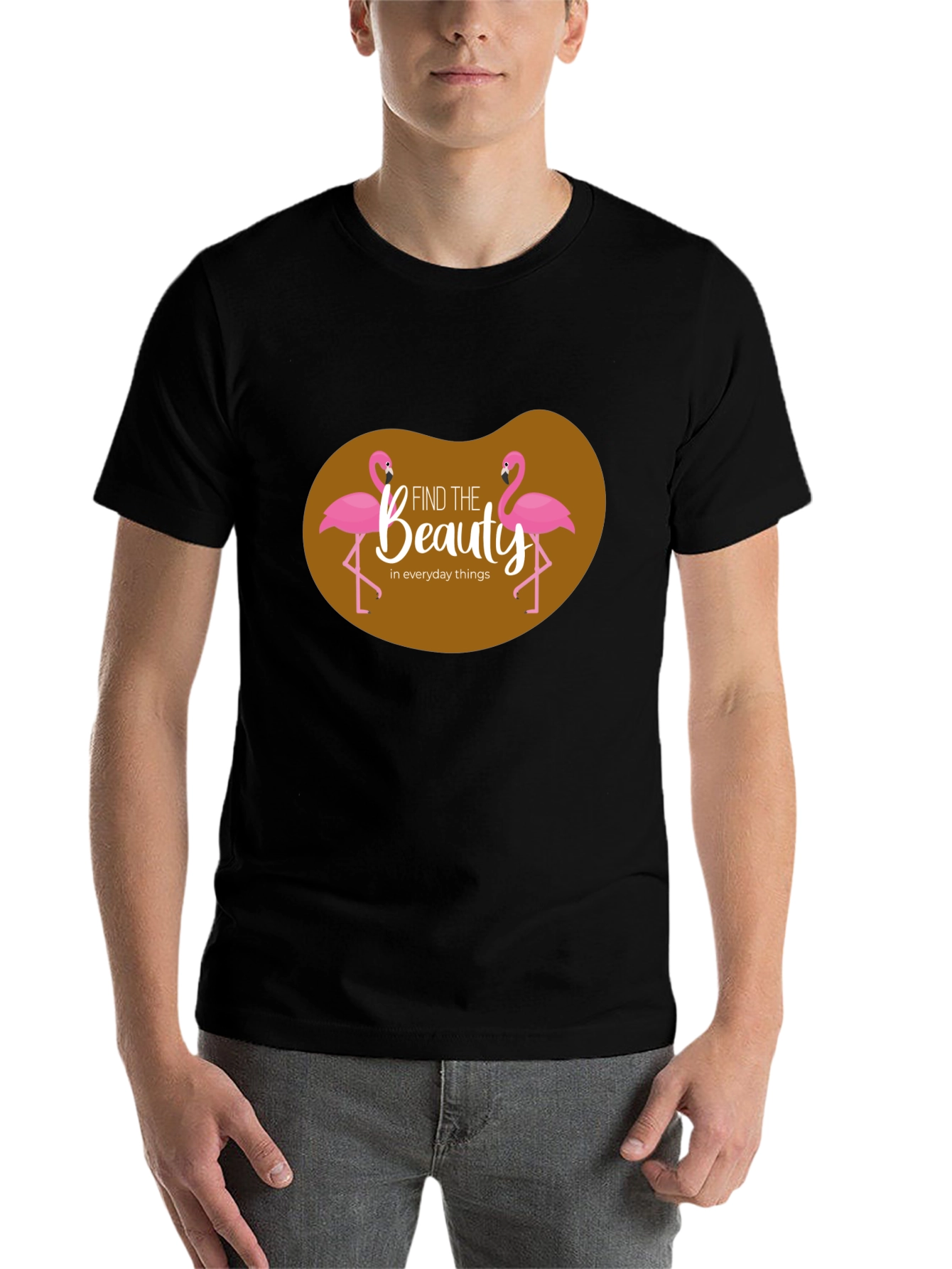 Black Find Beauty Flamingo Graphic T-Shirt view 7