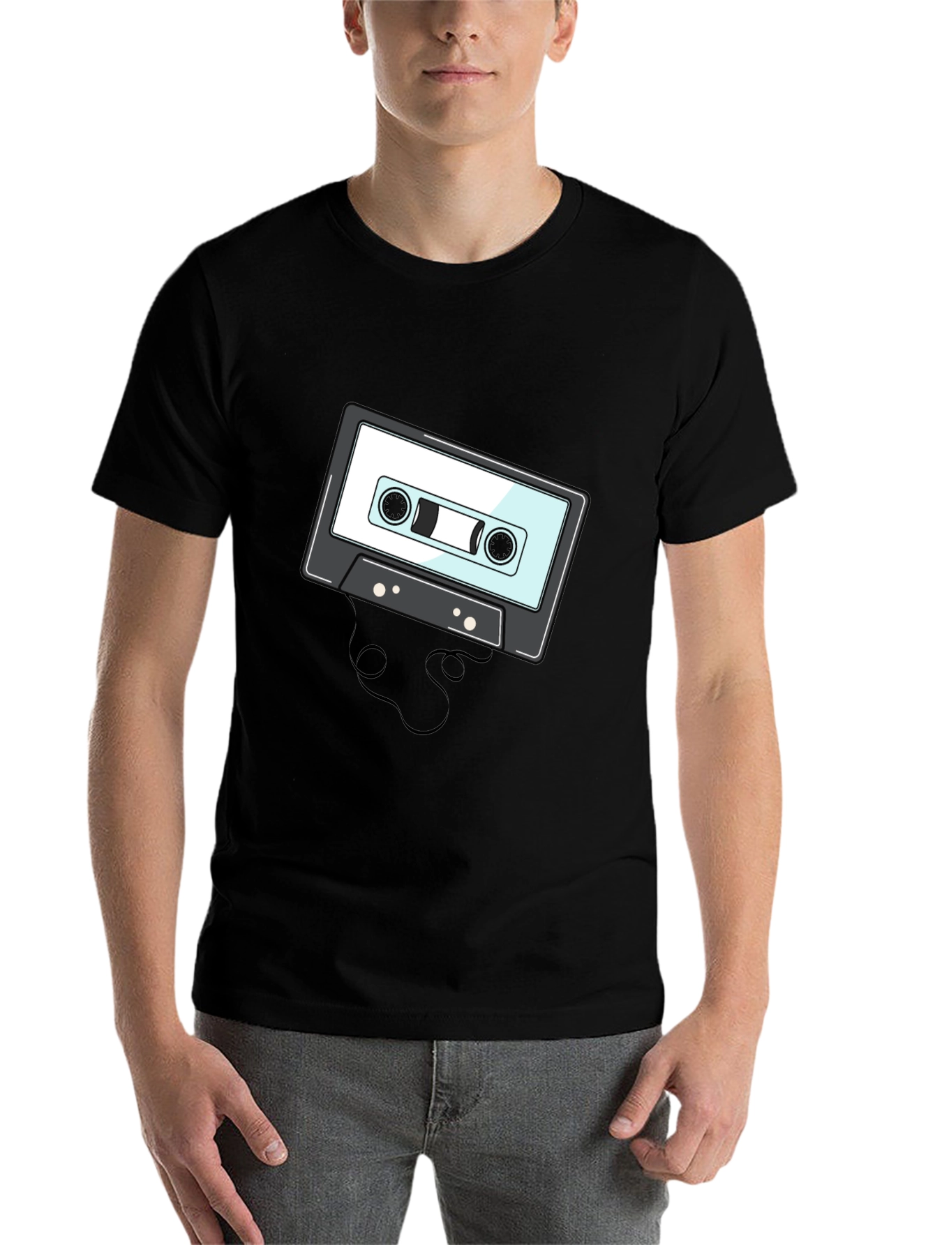 Black Retro Cassette Tape Graphic T-Shirt view 7