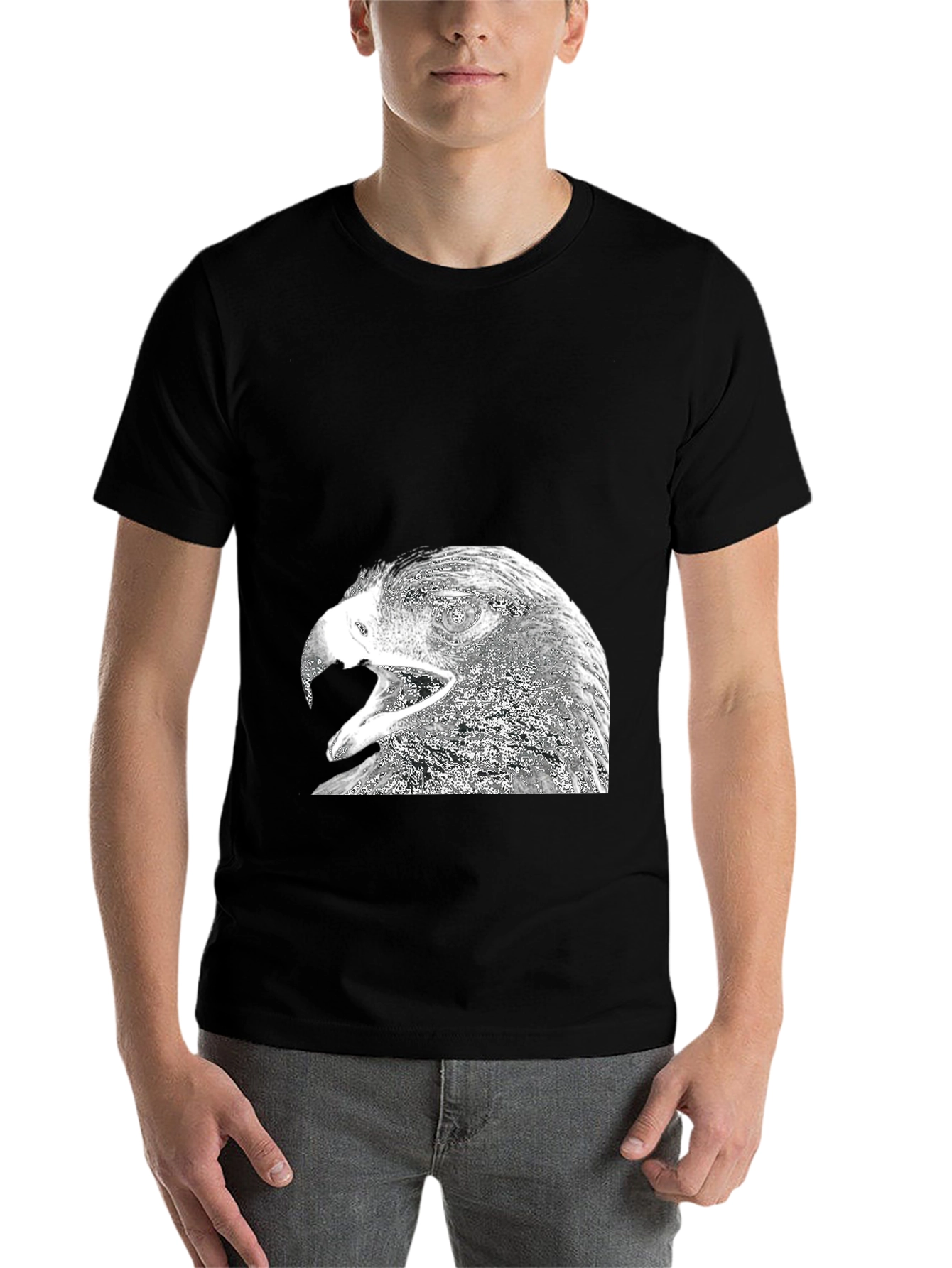 Black Eagle Graphic Print Black T-Shirt for Men view 7