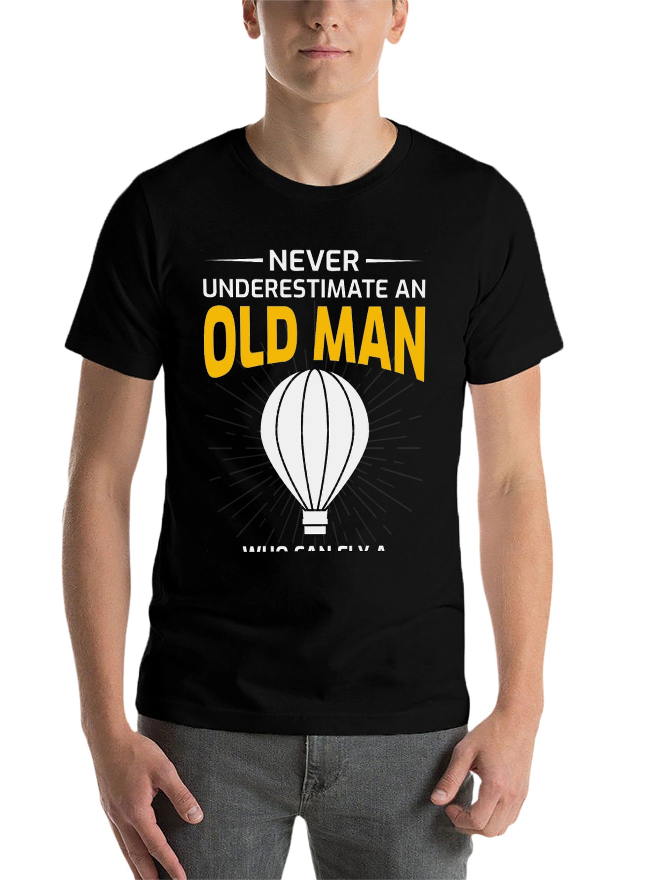 Black Never Underestimate an Old Man T-Shirt view 7