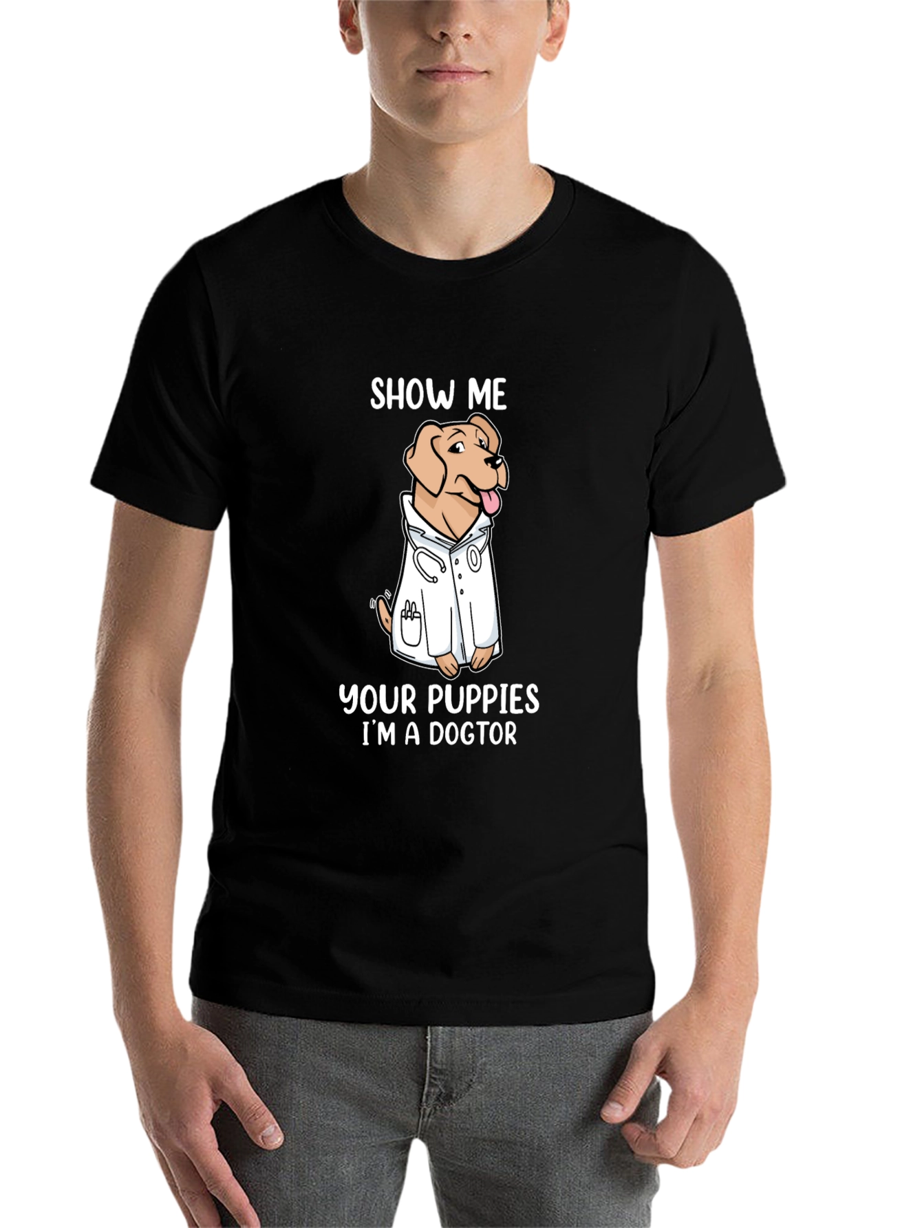 Black Show Me Your Puppies I'm A Doctor T-Shirt view 7