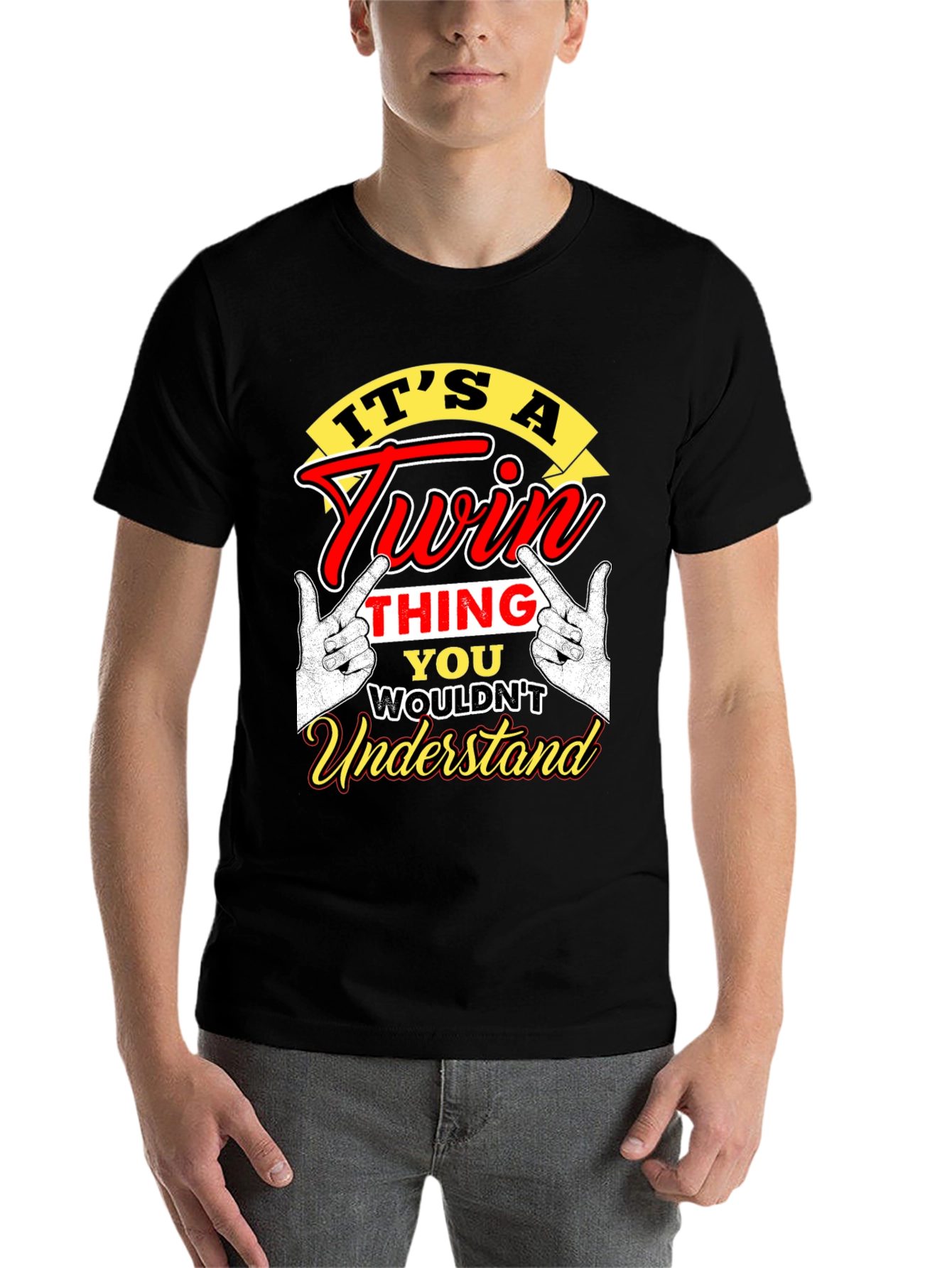 Black It's a Twin Thing T-Shirt view 7