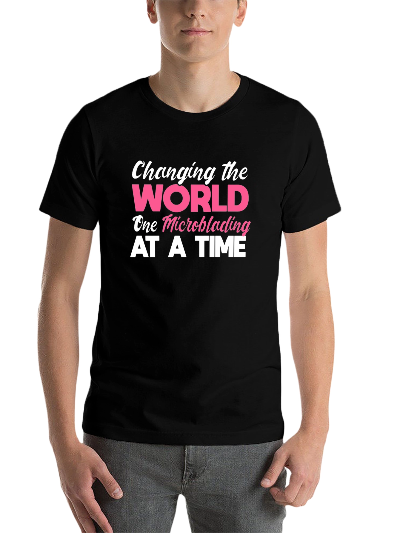 Black Changing The World Microblading T-Shirt view 7