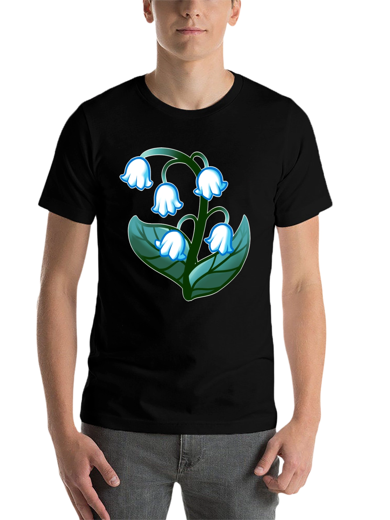 Black Lily of the Valley Graphic Tee - Black Cotton Blend view 7