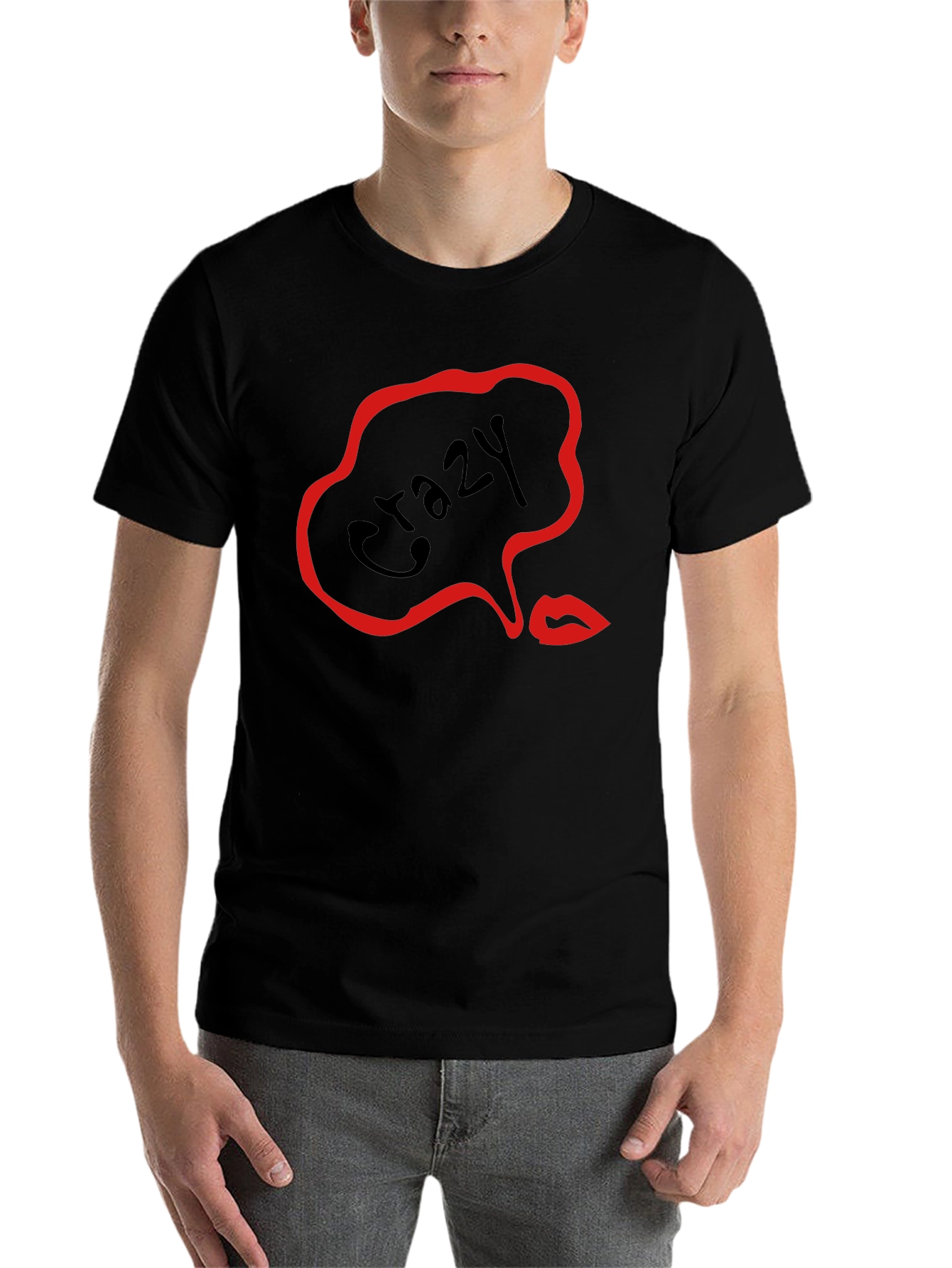 Black Crazy Lips Graphic Black T-Shirt view 7