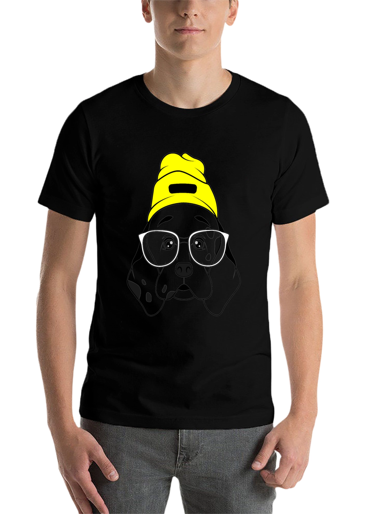 Black Dog in Beanie Graphic T-Shirt view 7