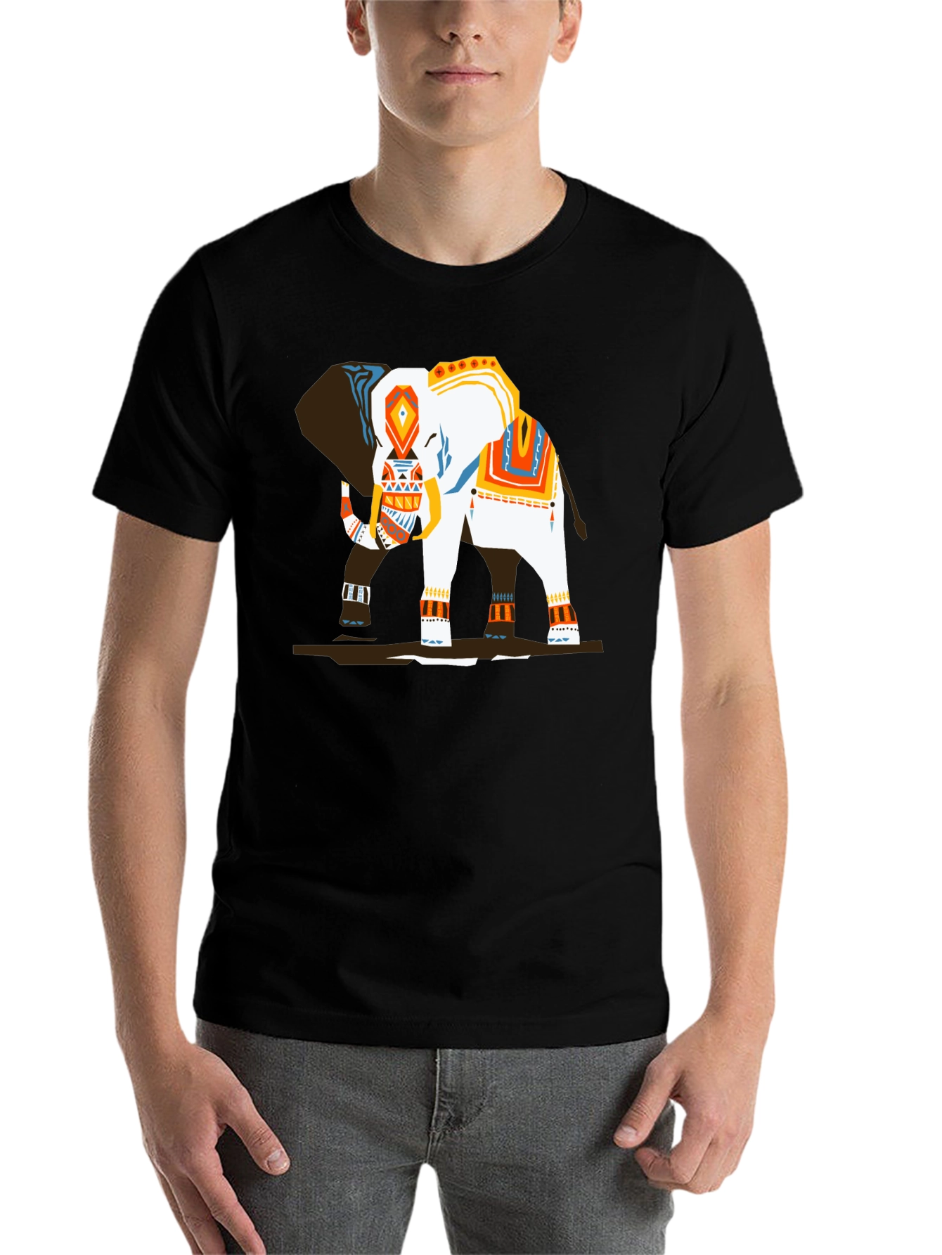 Black Elephant Graphic Tee - Black Cotton T-Shirt view 7