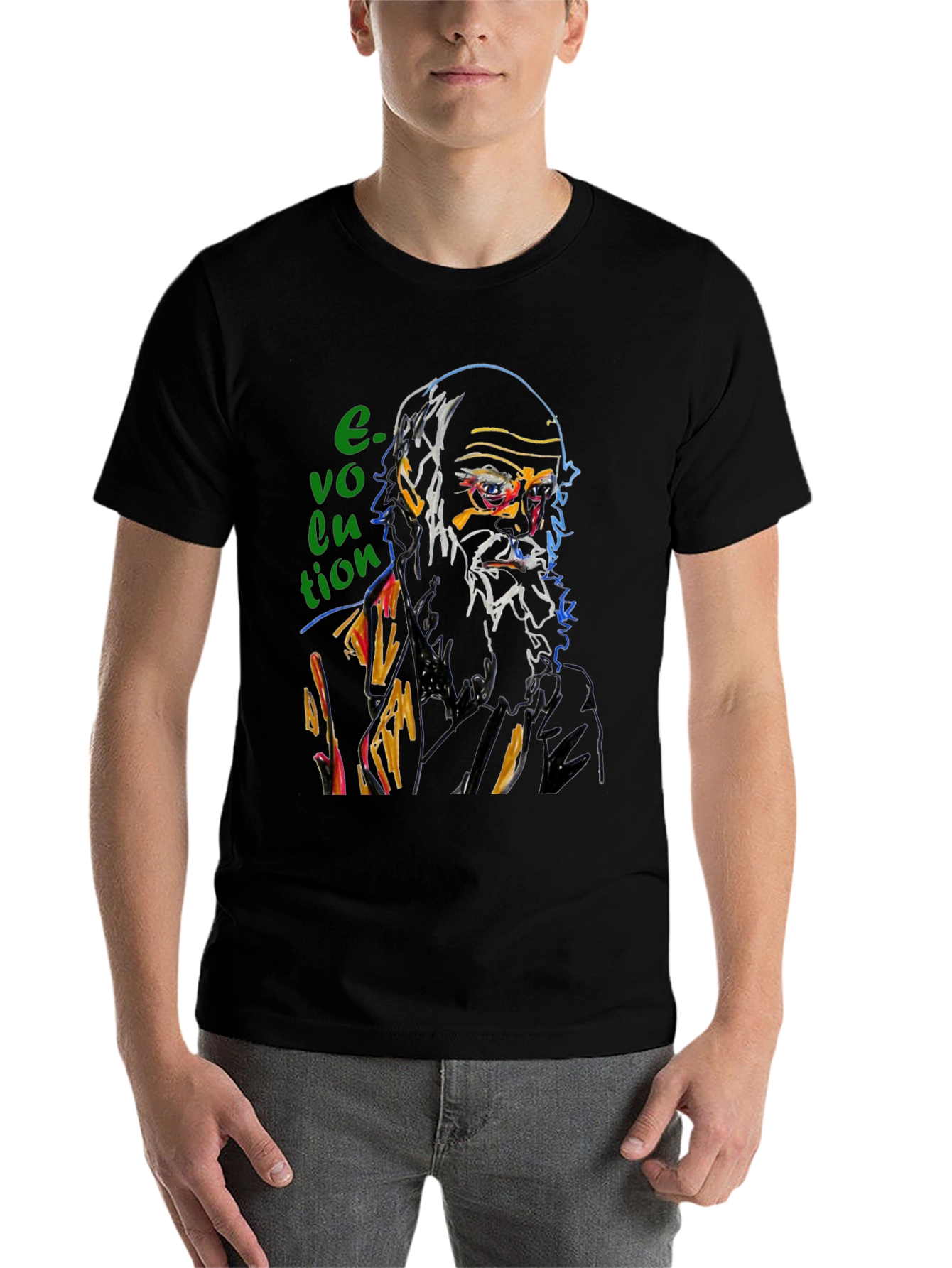 Black Evolution Graphic T-Shirt - Darwin Inspired Design view 7
