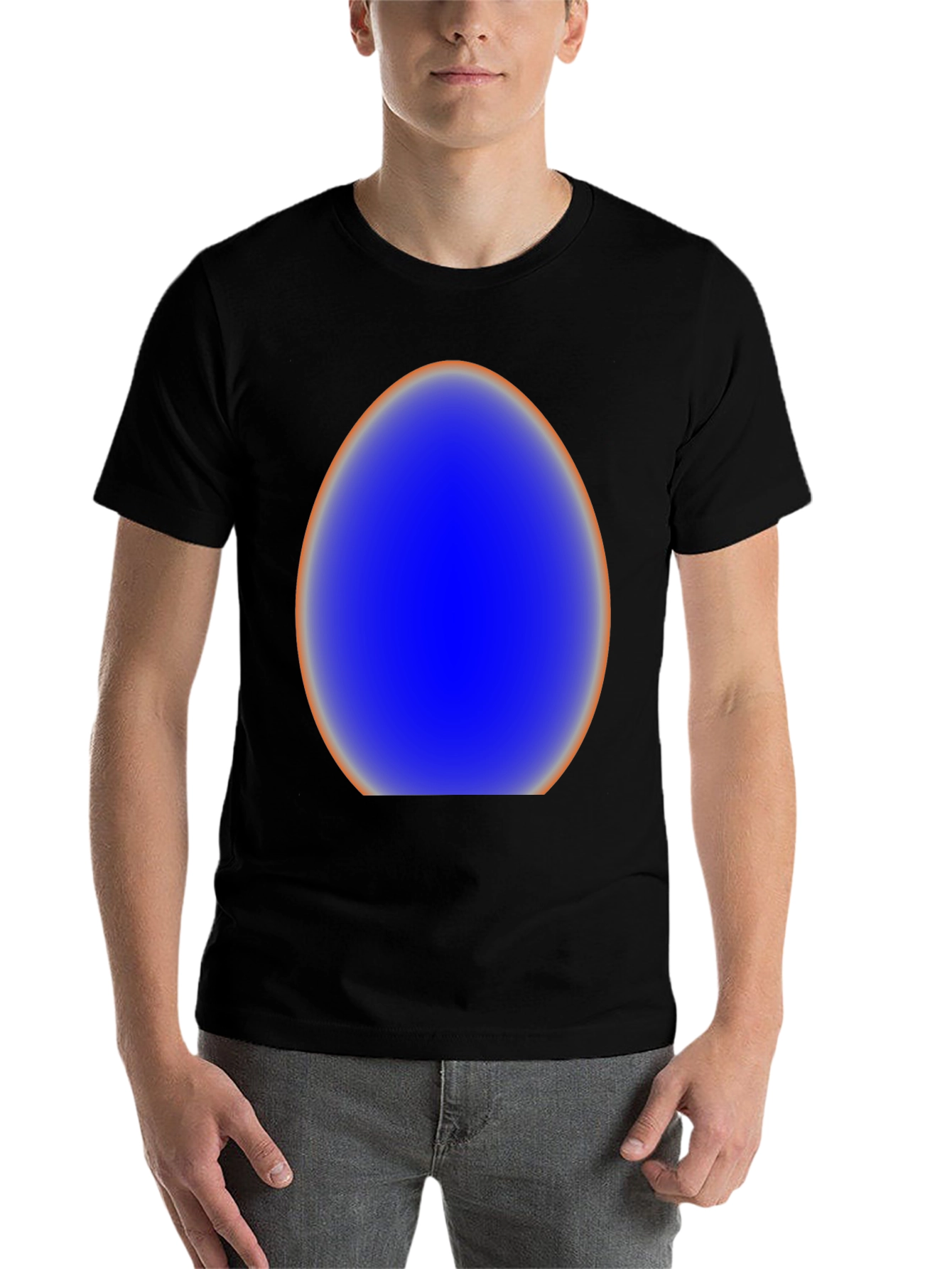 Black Abstract Blue Egg Graphic Tee - Modern Style view 7