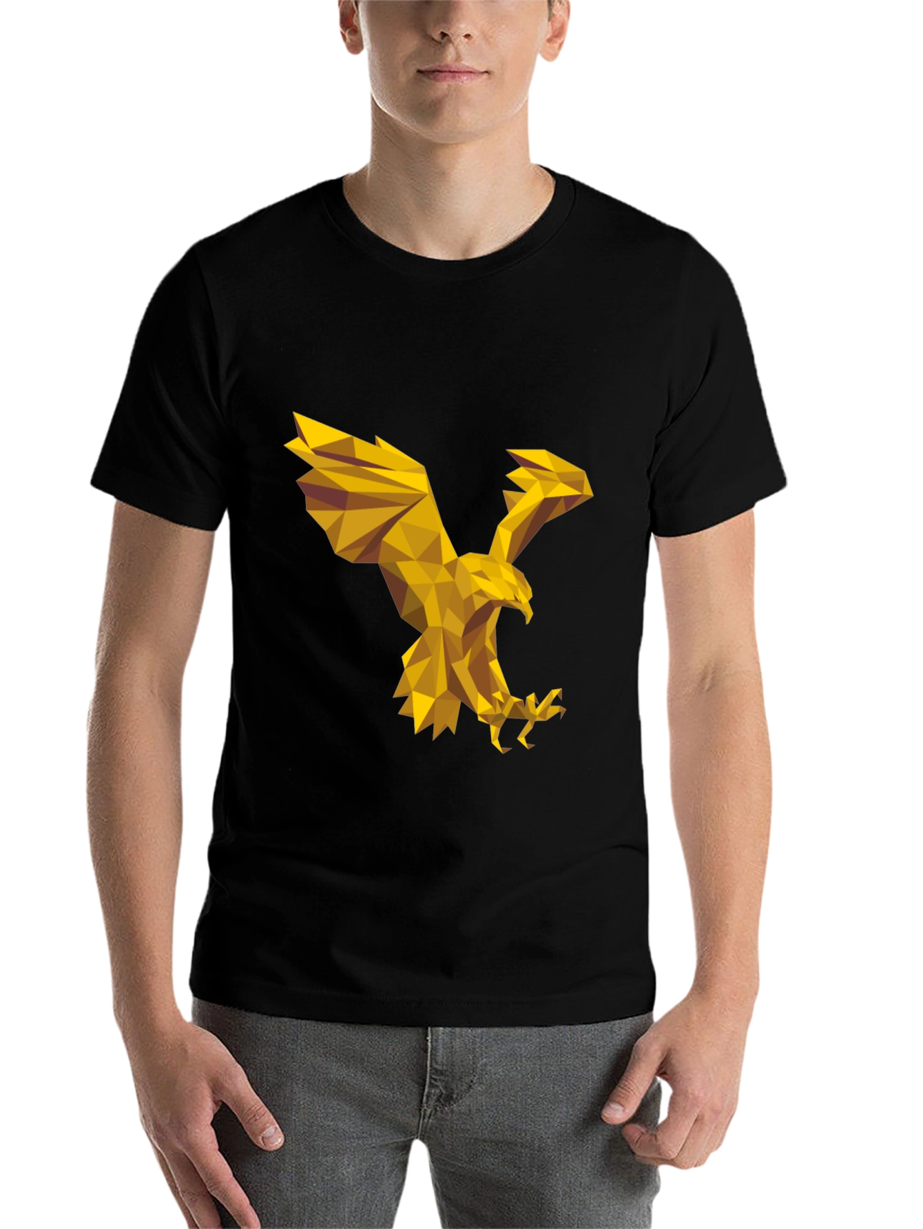 Black Geometric Eagle Graphic Tee - Stylish Black T-Shirt view 7